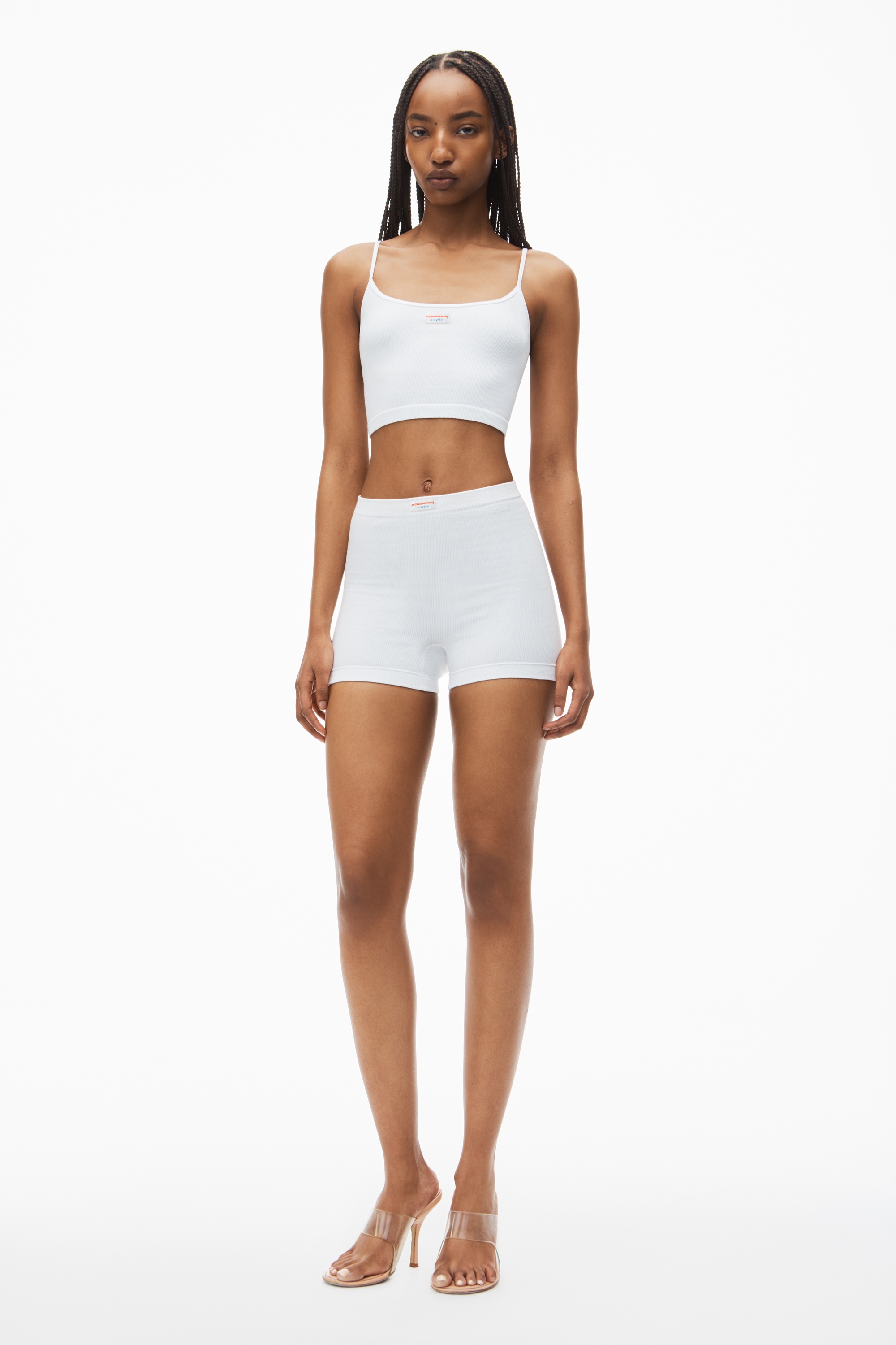 cropped ribbed cotton cami tank - 5