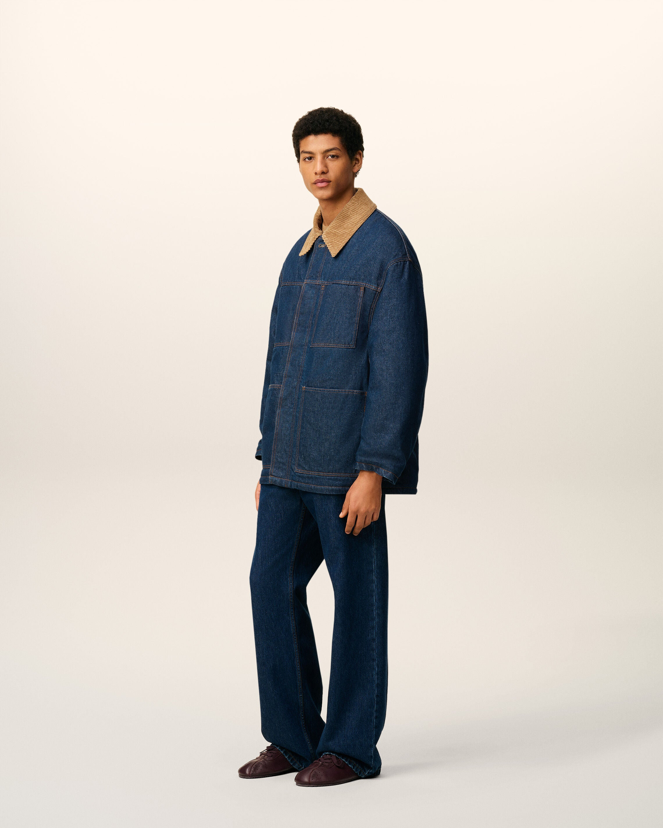 BLUE COTTON PADDED WORKER JACKET - 6
