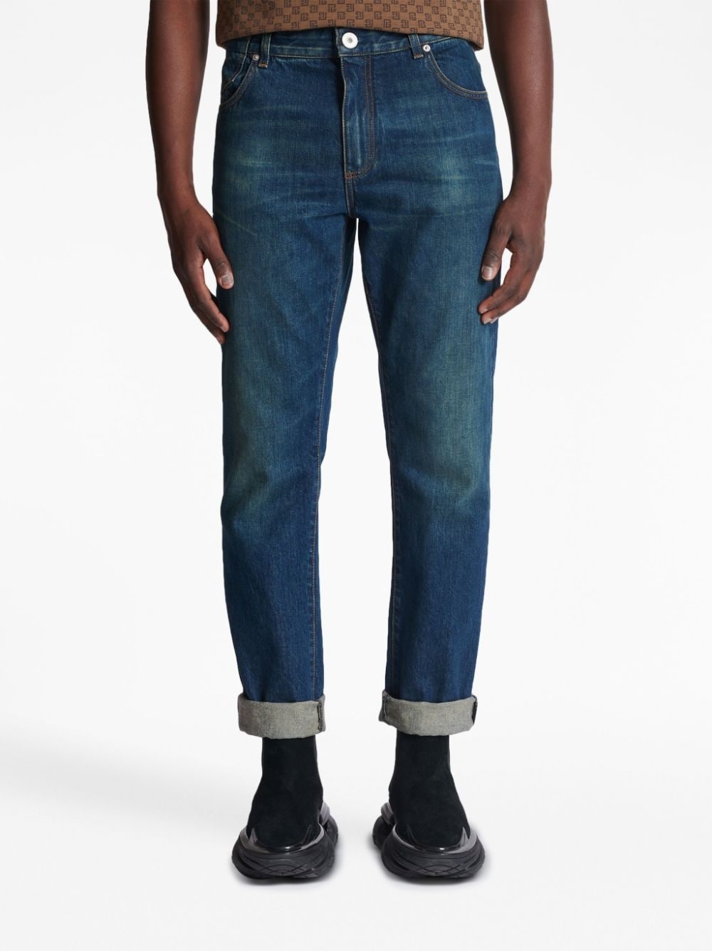 Vintage logo-patch straight-leg jeans - 5