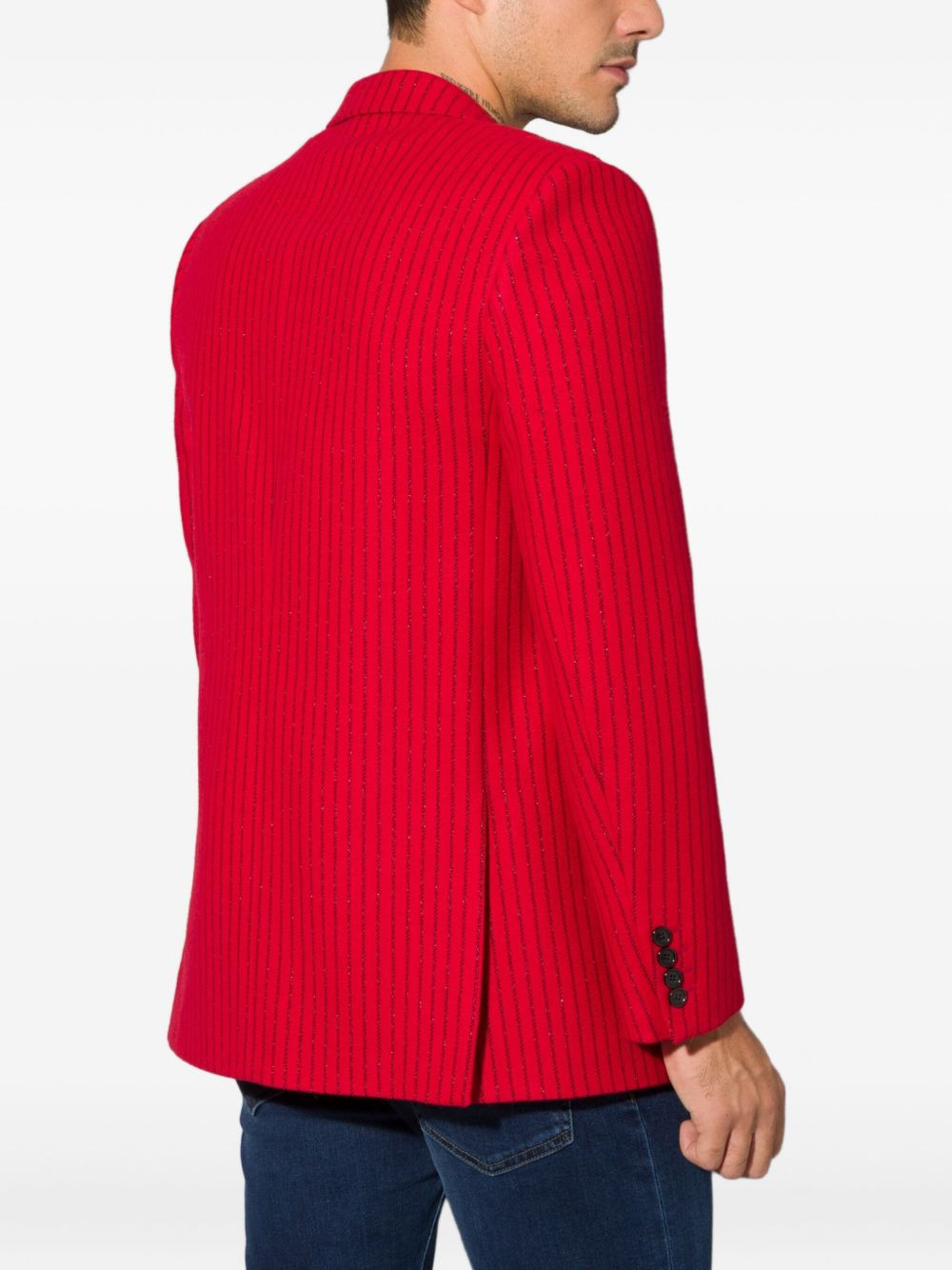 pinstripe-pattern single-breasted blazer - 4