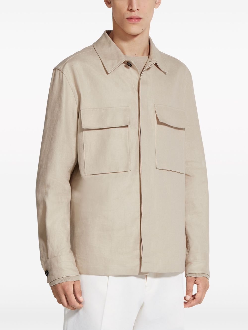 chest-pockets linen shirt - 2