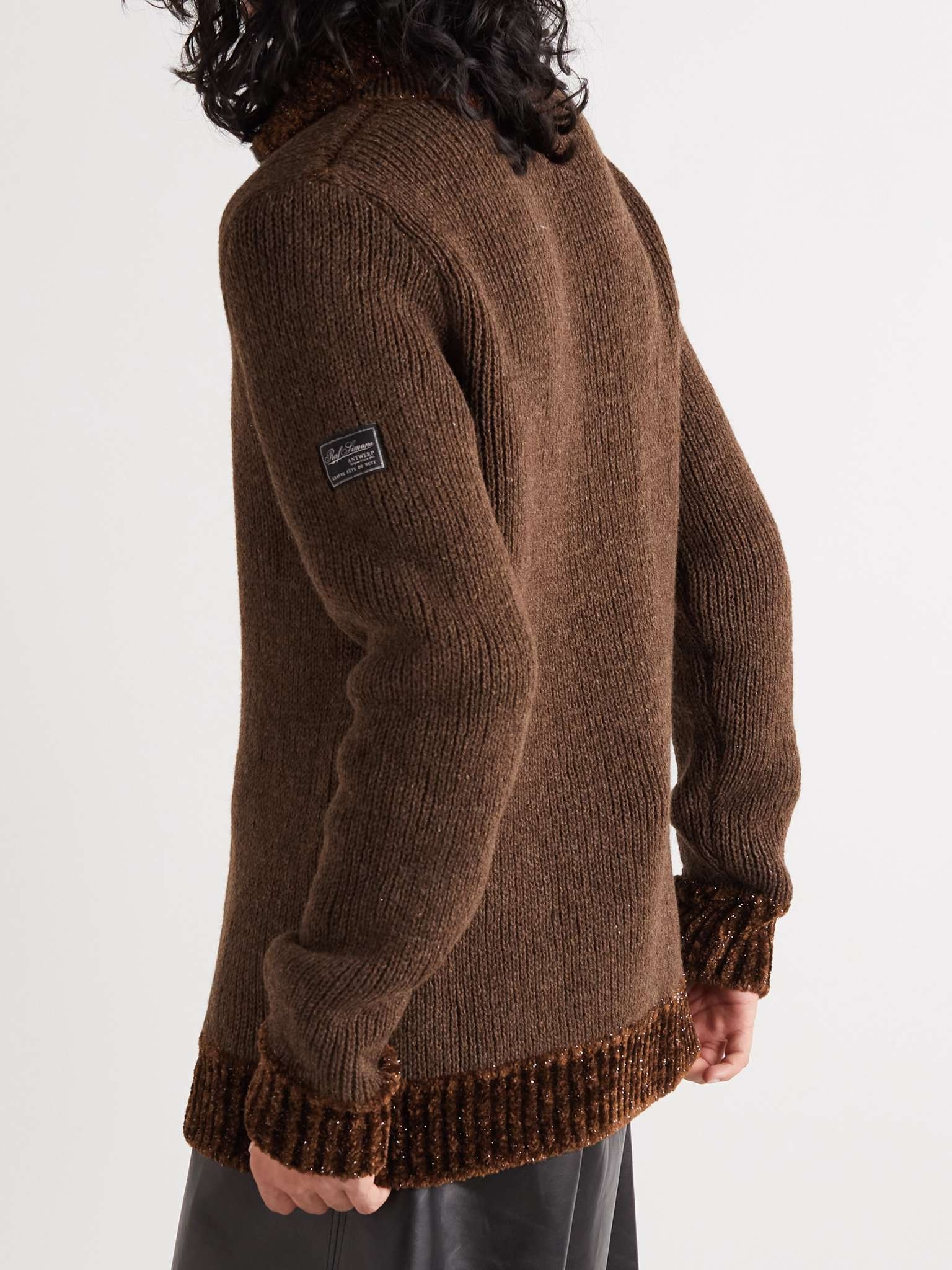 Metallic Ribbed-Knit Half-Zip Sweater - 4