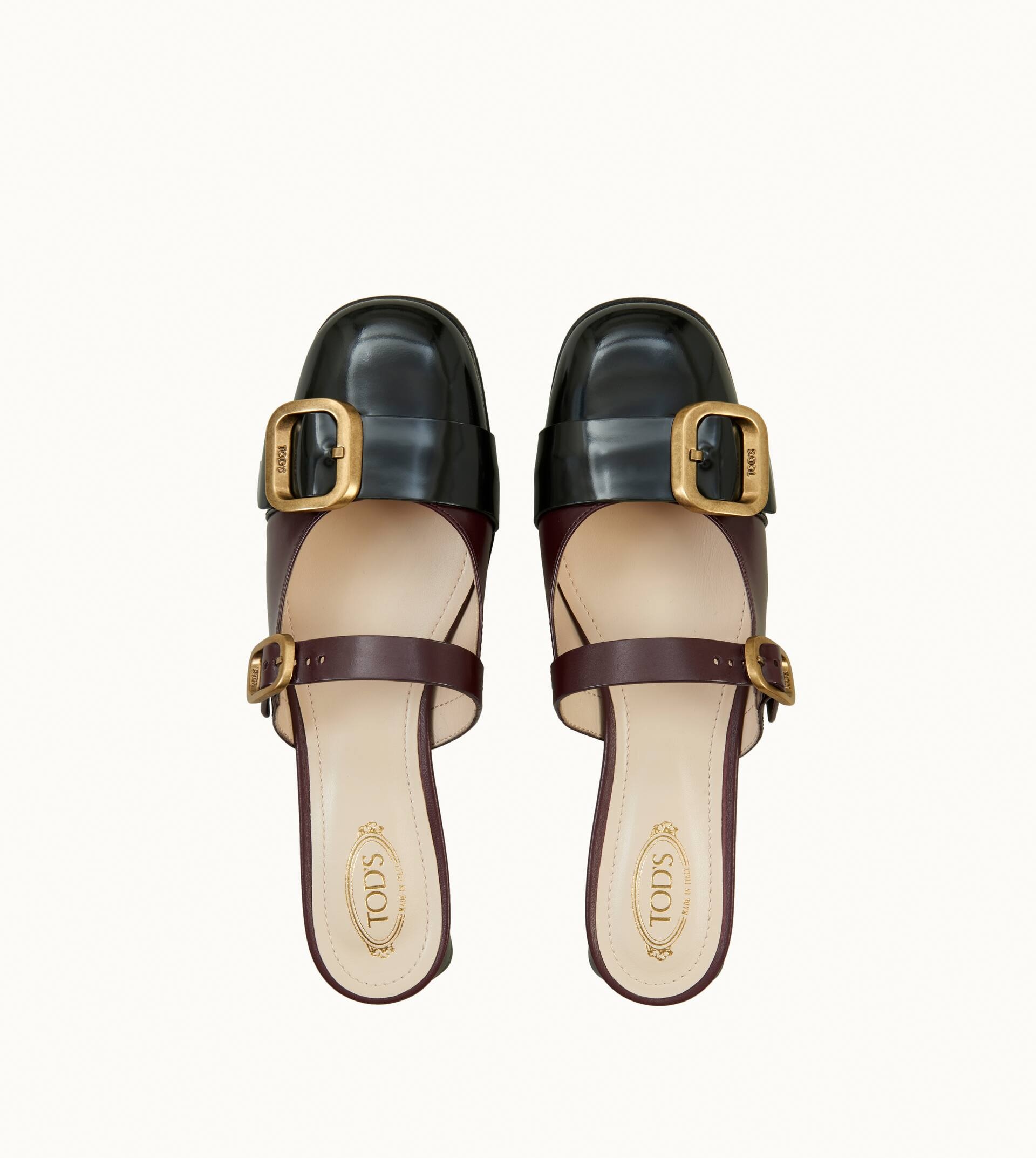 SANDALS IN LEATHER - BLACK, BURGUNDY - 3