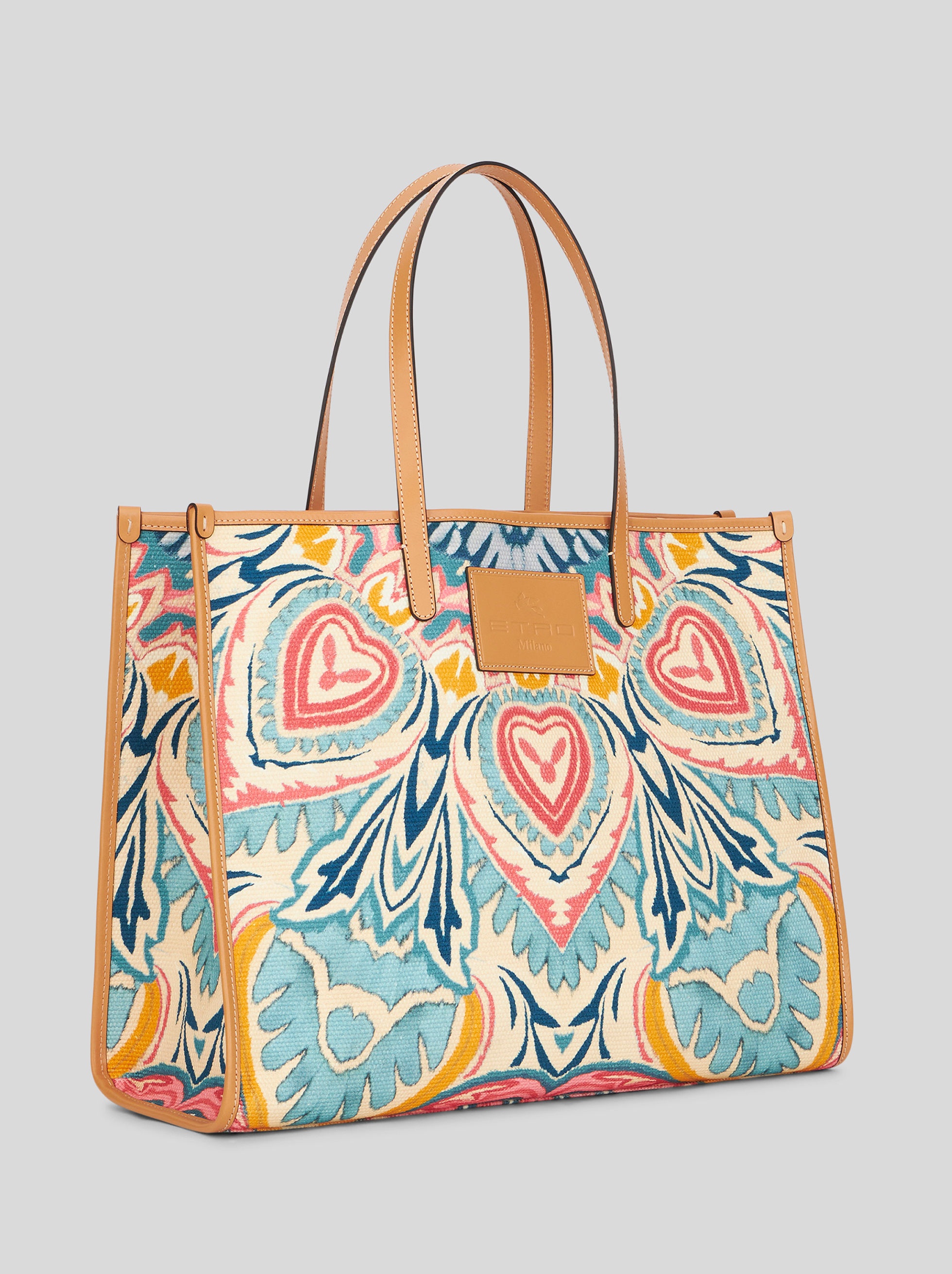 PRINTED FABRIC LARGE SHOPPING BAG - 5