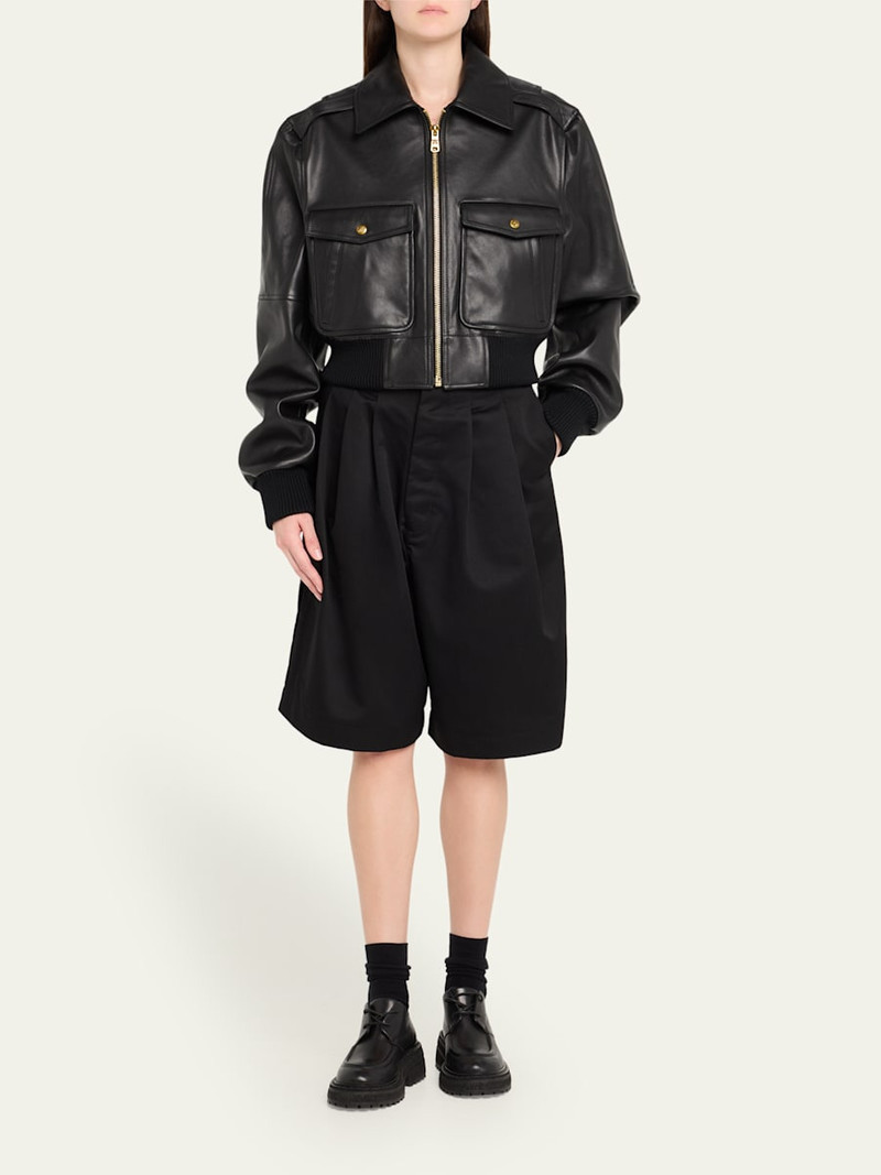 WILLY CHAVARRIA Cropped Leather Jacket outlook