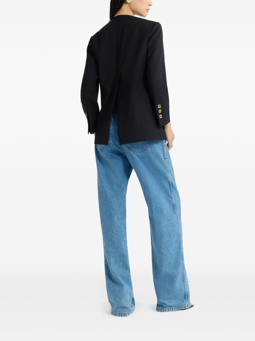 collarless twill jacket - 3