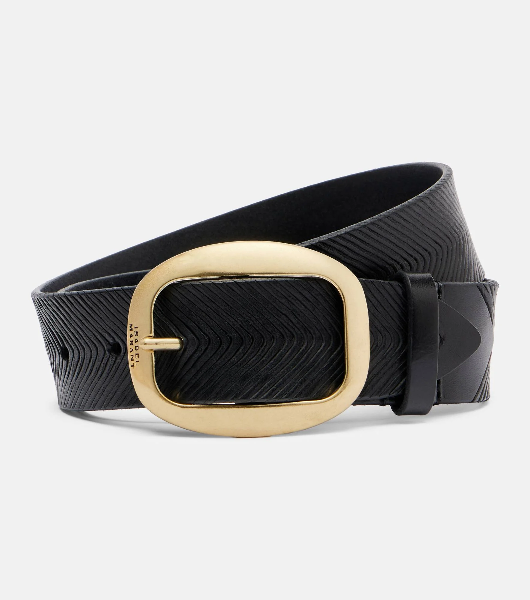Embossed leather belt - 1