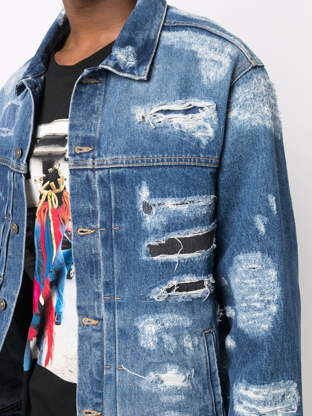 distressed denim jacket - 5