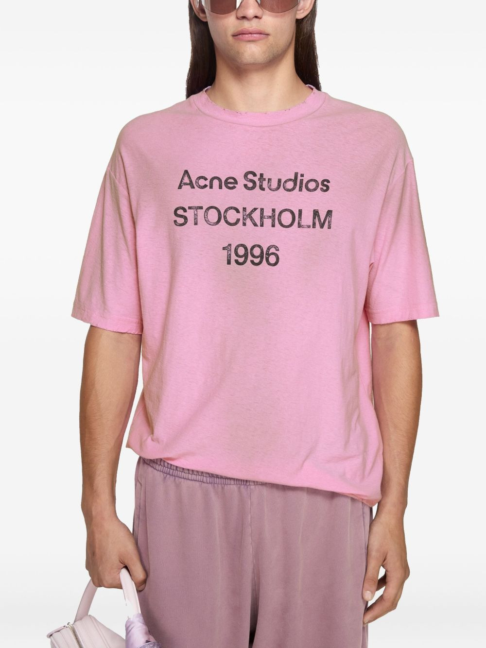 logo-print distressed T-shirt - 4