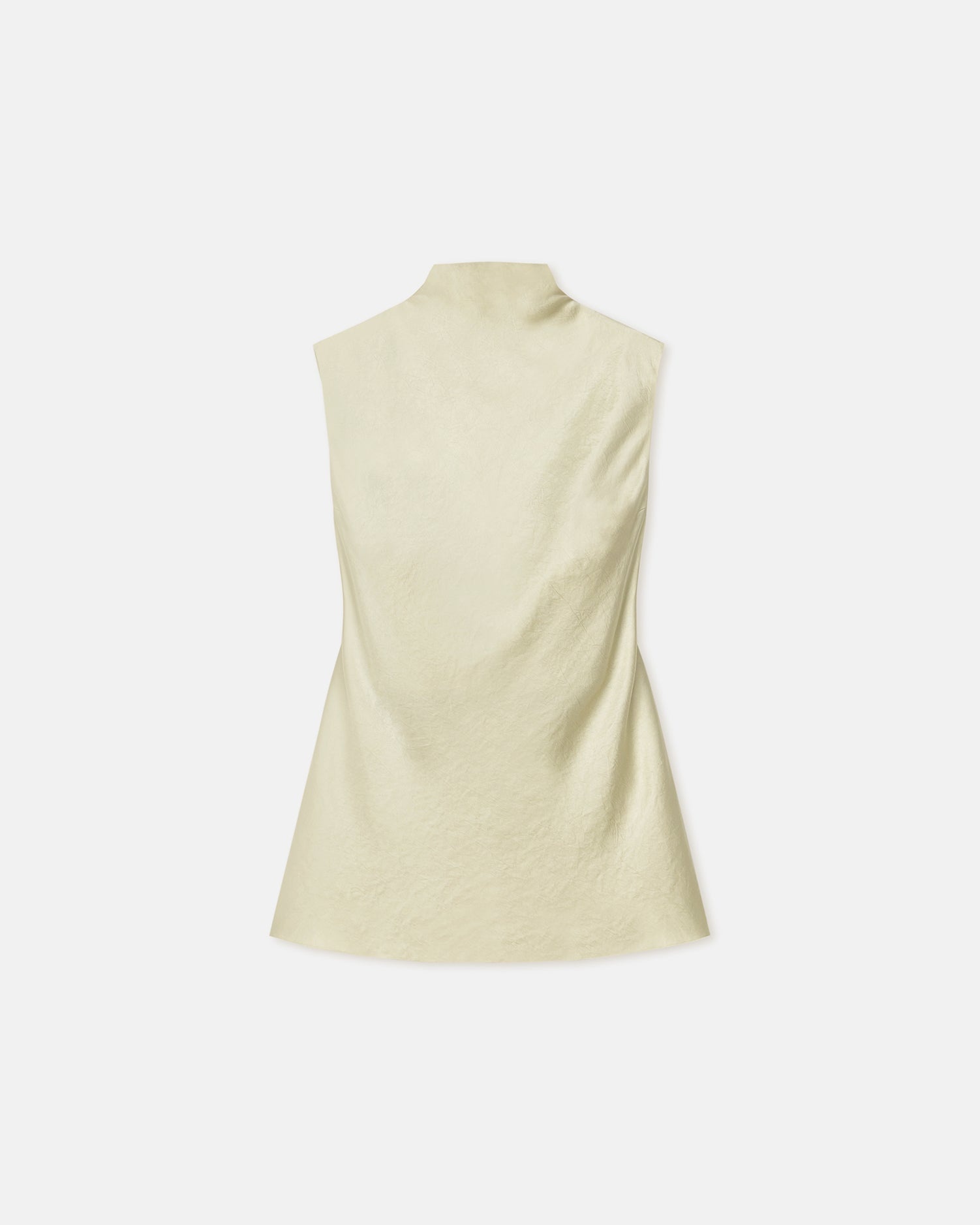 Crinkled-Satin Turtleneck Top - 1