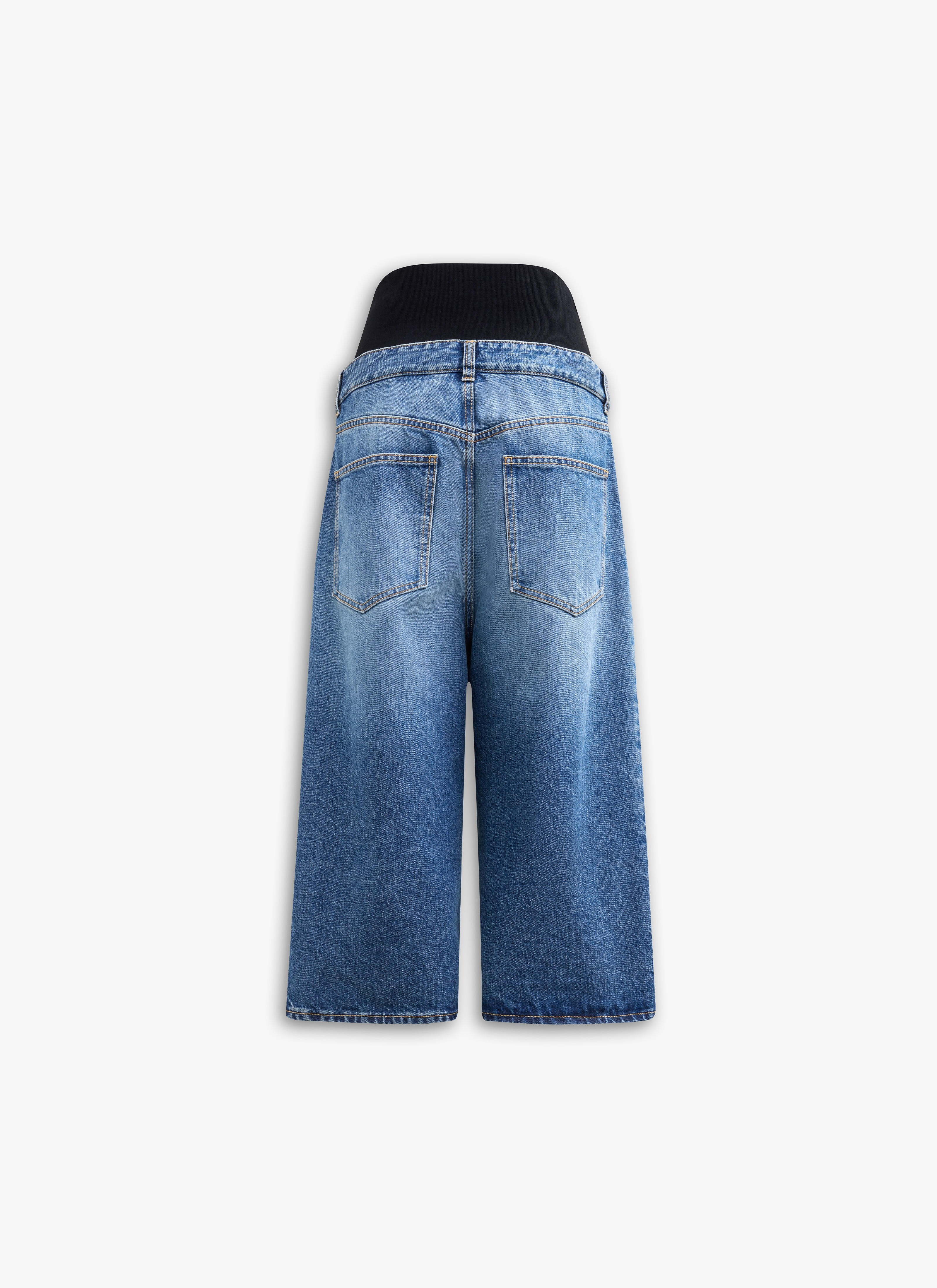 DENIM BERMUDA SHORTS WITH KNITTED WAISTBAND - 4