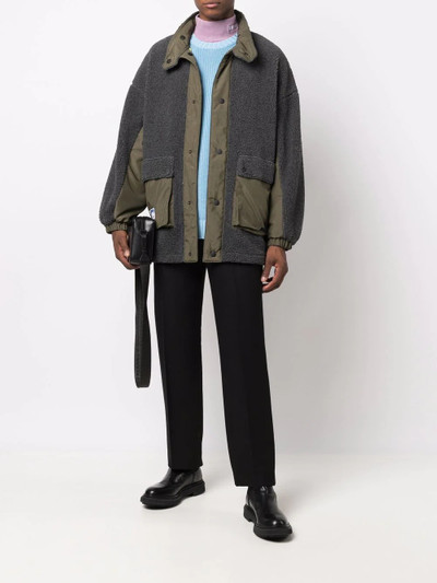 MSGM contrast-panel shearling jacket outlook