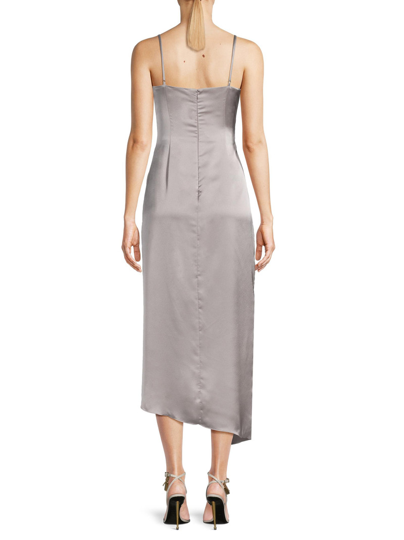 Women's Lilliana Satin Draped Slip Dress - Silver 5