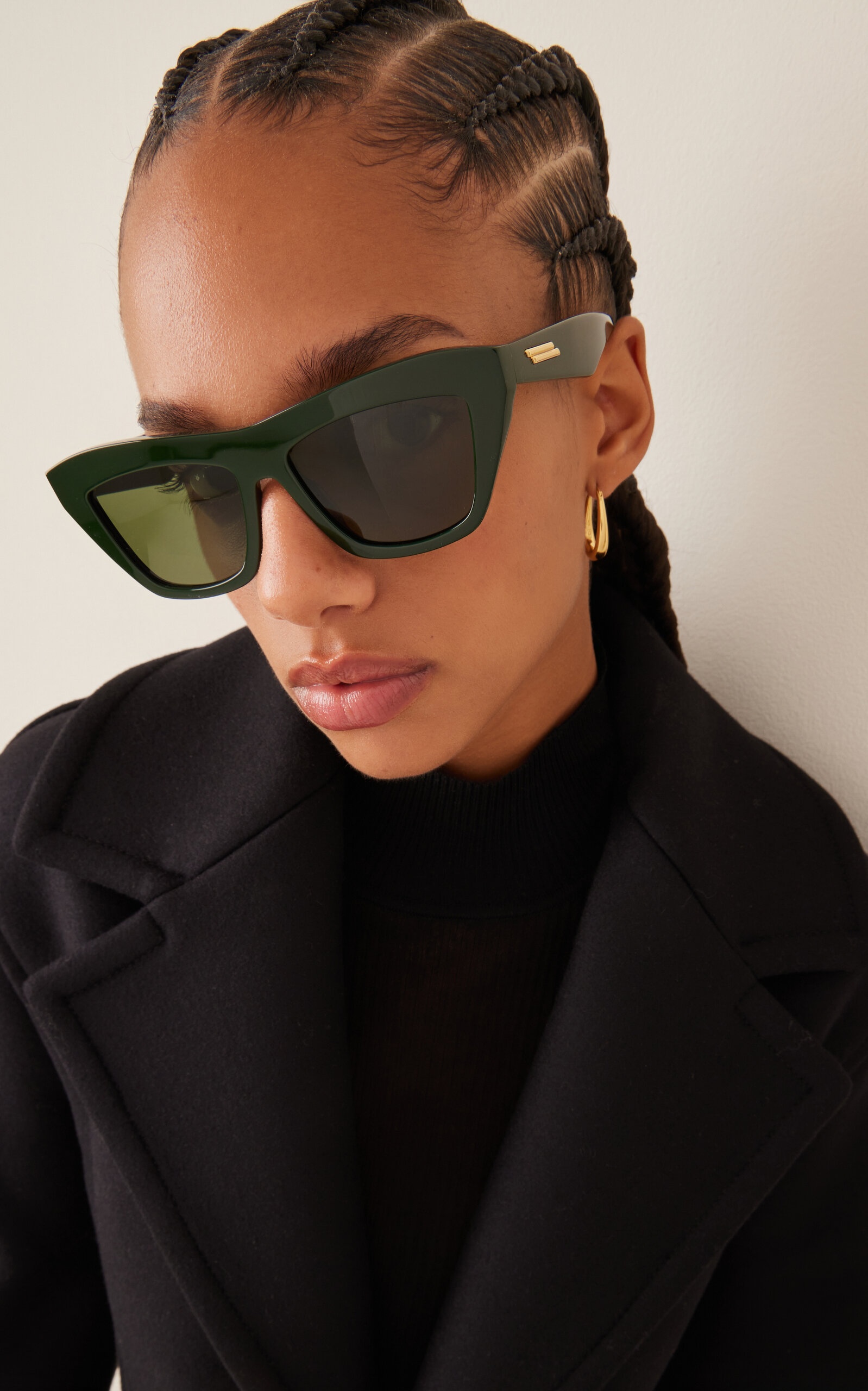 Bottega Veneta Square-Frame Acetate Sunglasses green  display picture 1