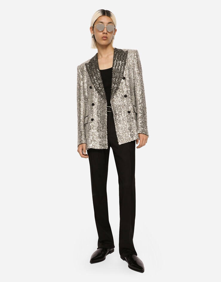 Double-breasted sequined Sicilia-fit jacket - 1