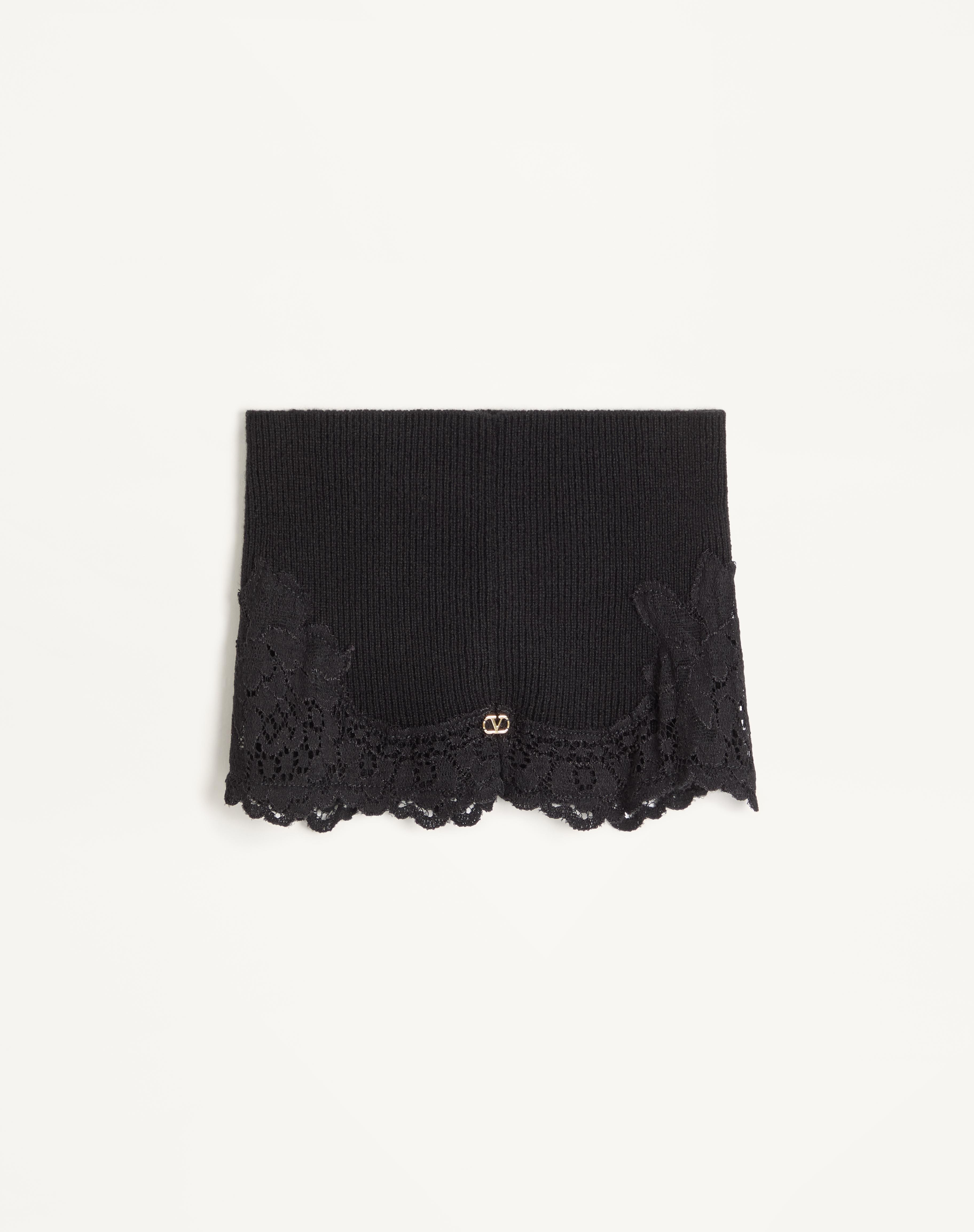 VLOGO SIGNATURE CASHMERE AND LACE HEADBAND - 3