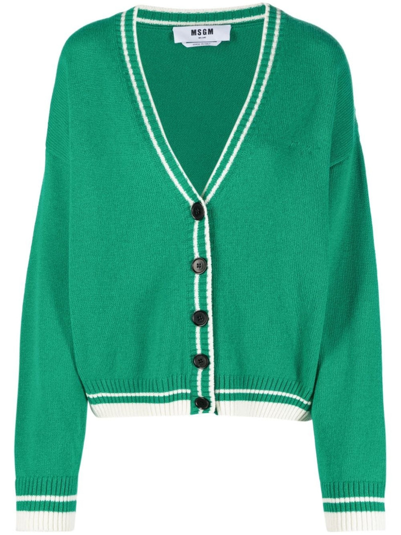 striped-edge knitted cardigan 1