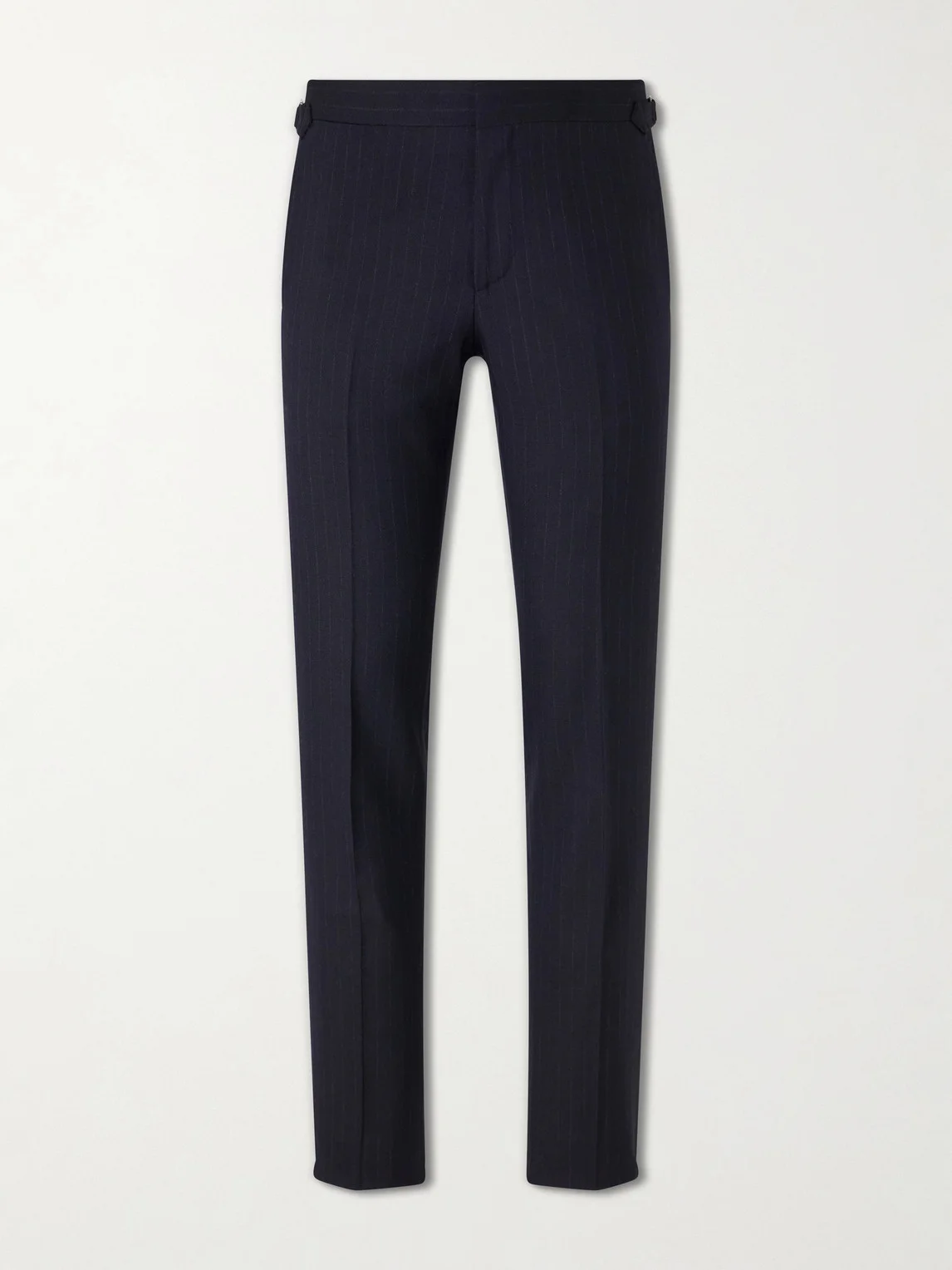 Straight-Leg Pleated Striped Wool Trousers - 1