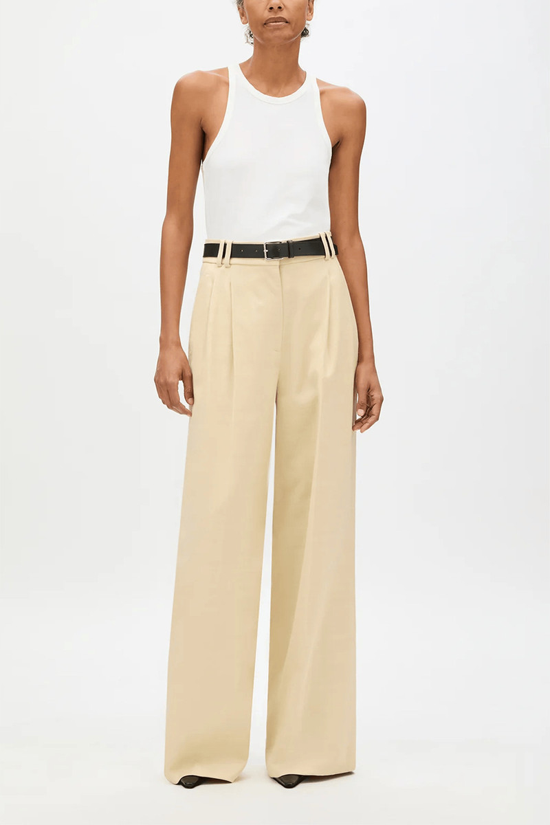 Another Tomorrow Pleated Trouser in Sand outlook