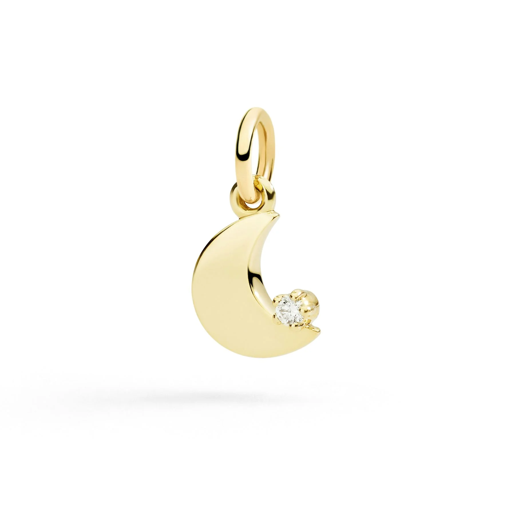 WHITE GOLD & WHITE DIAMOND MOON CHARM - 1