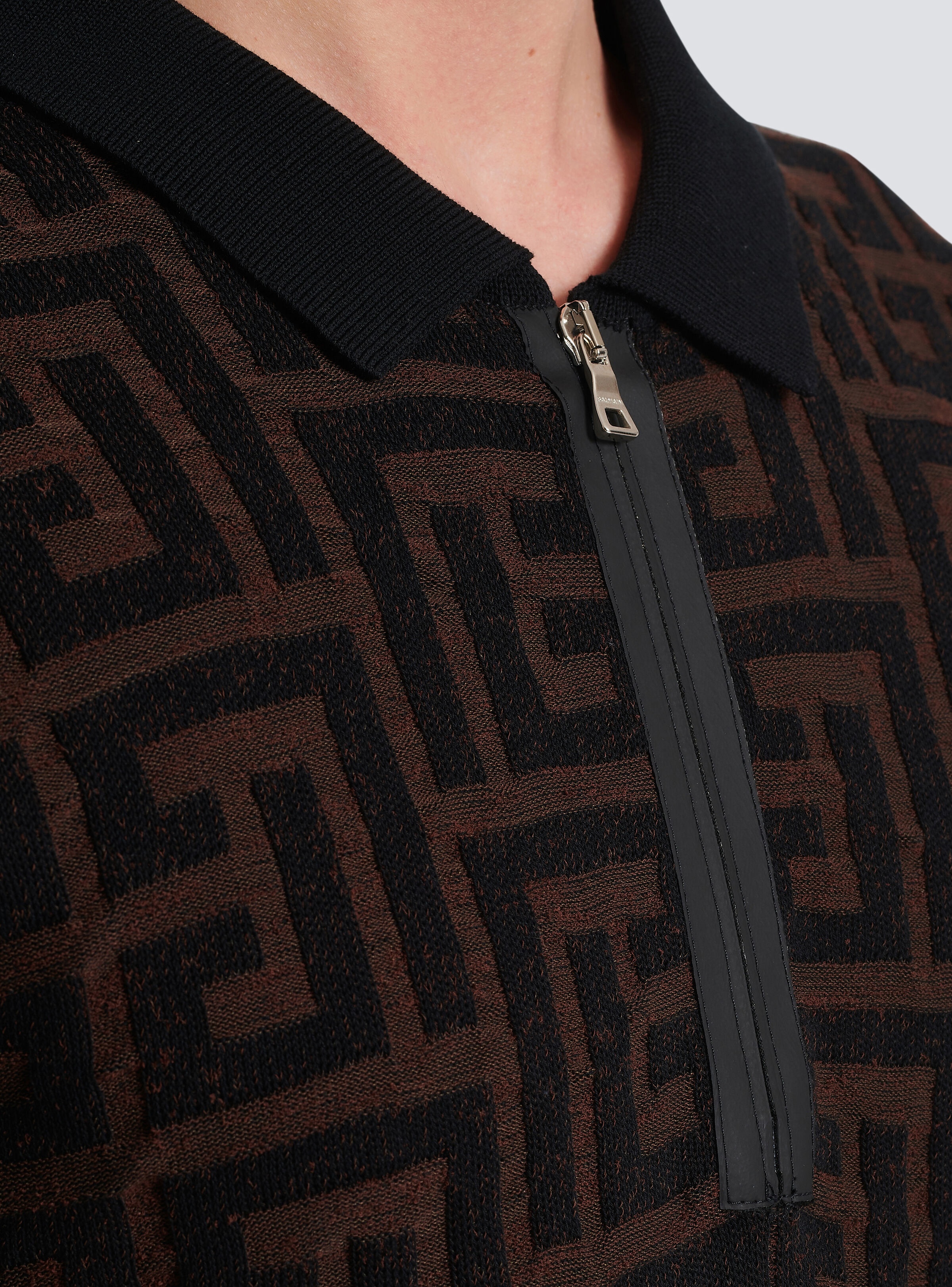 Unstructured knitted polo shirt with maxi monogram - 7