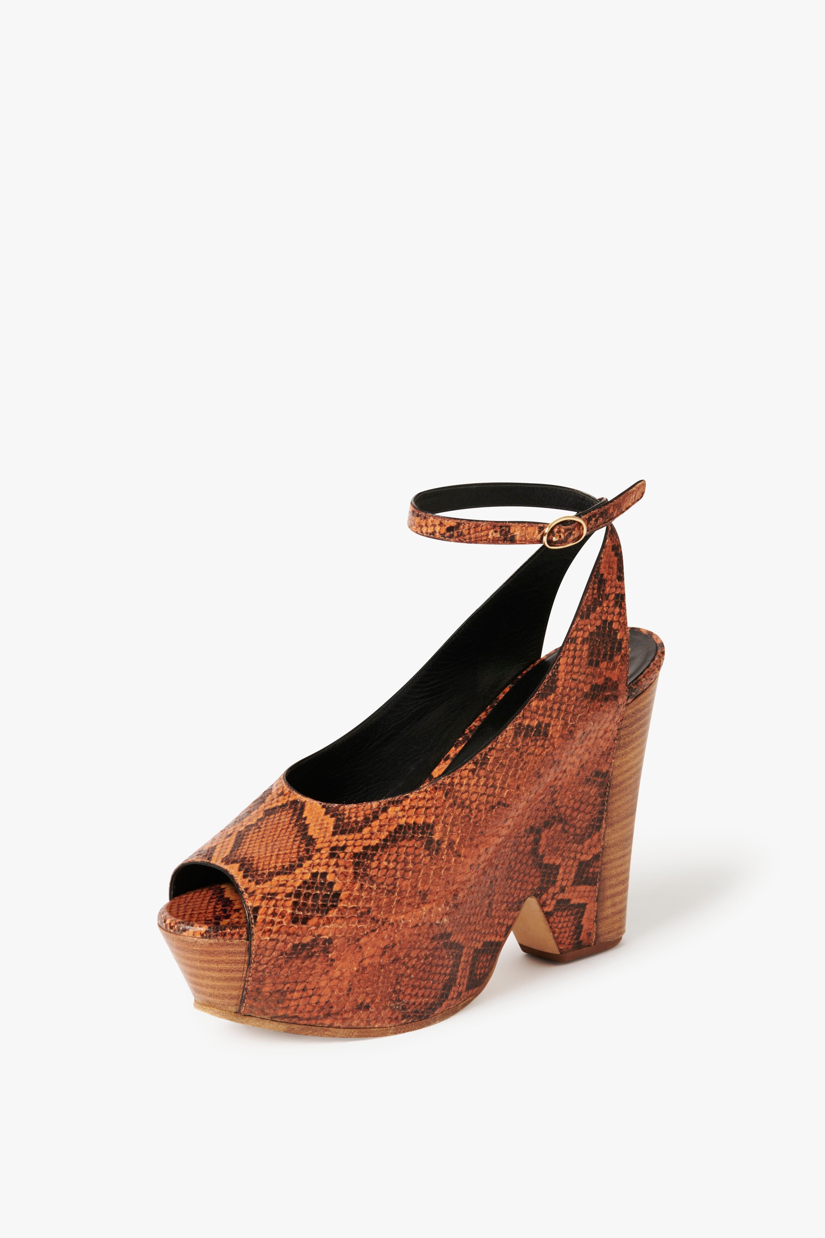 Iris Heel in Burnt Orange Snake Print - 3