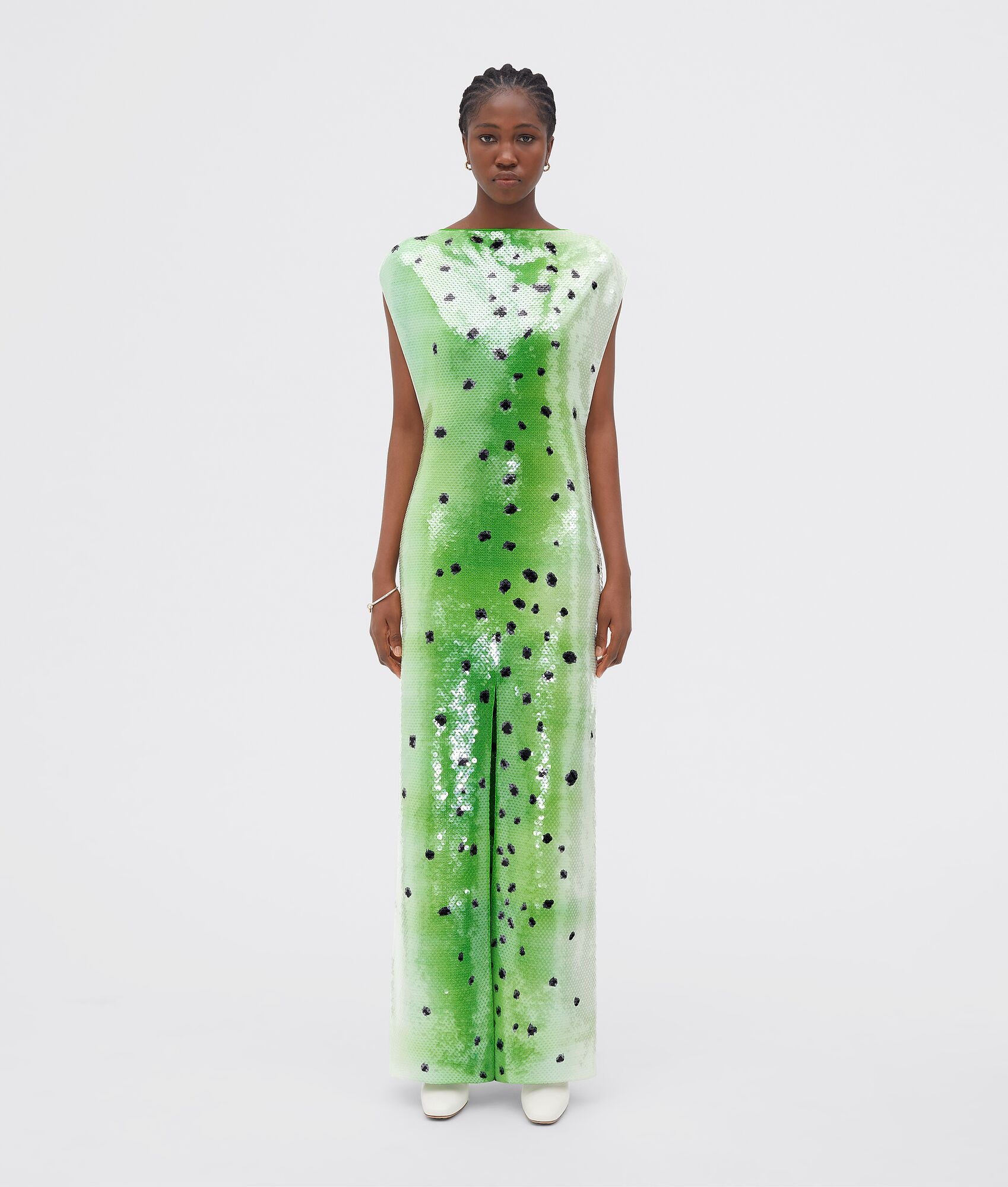 printed viscose dress with all-over sequins - 1