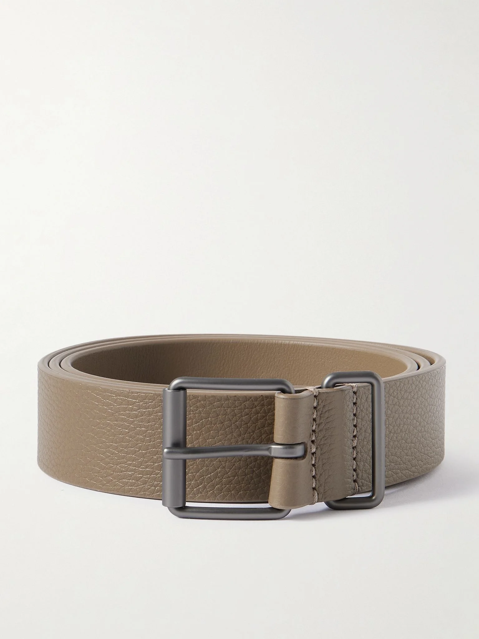 3cm Full-Grain Leather Belt Taupe - 1