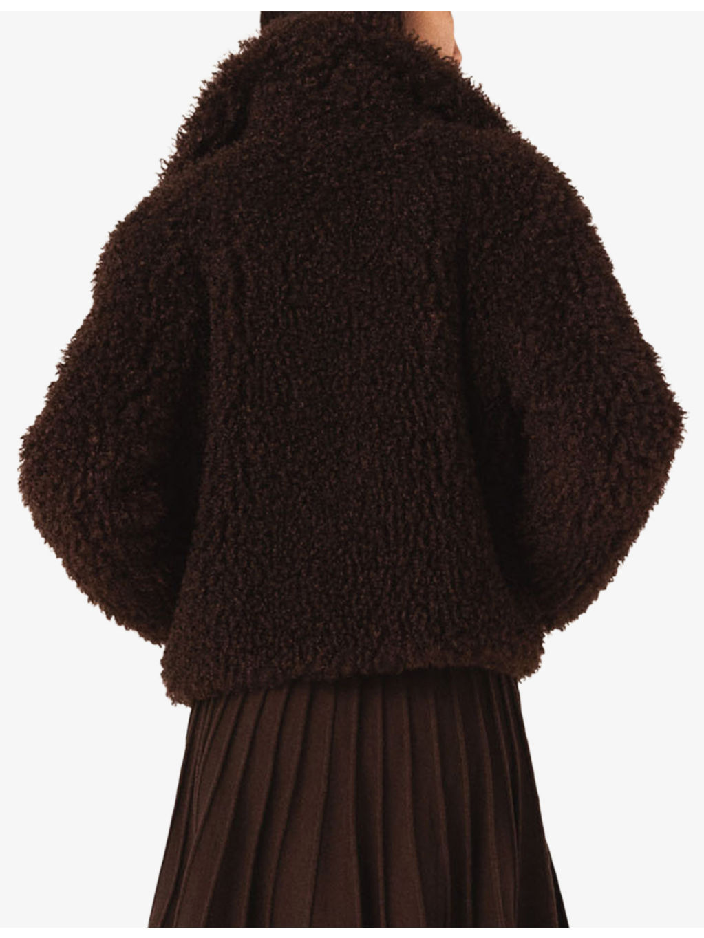 Oversized-Collar Long-Sleeve Faux-Shearling Jacket - 4