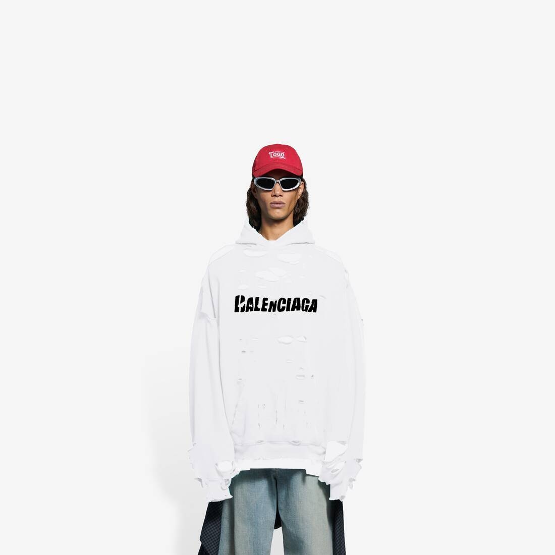 Destroyed Hoodie in White - 3