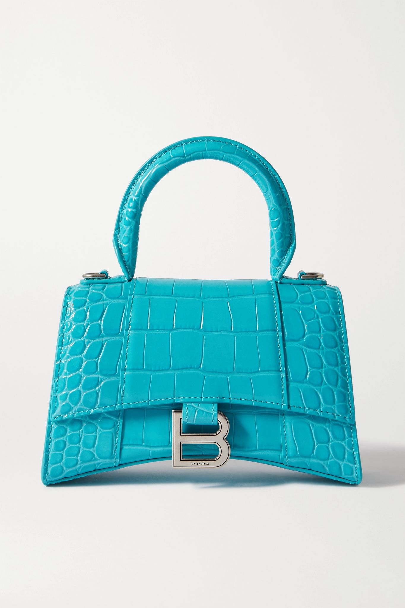 Hourglass XS croc-effect leather tote - 1