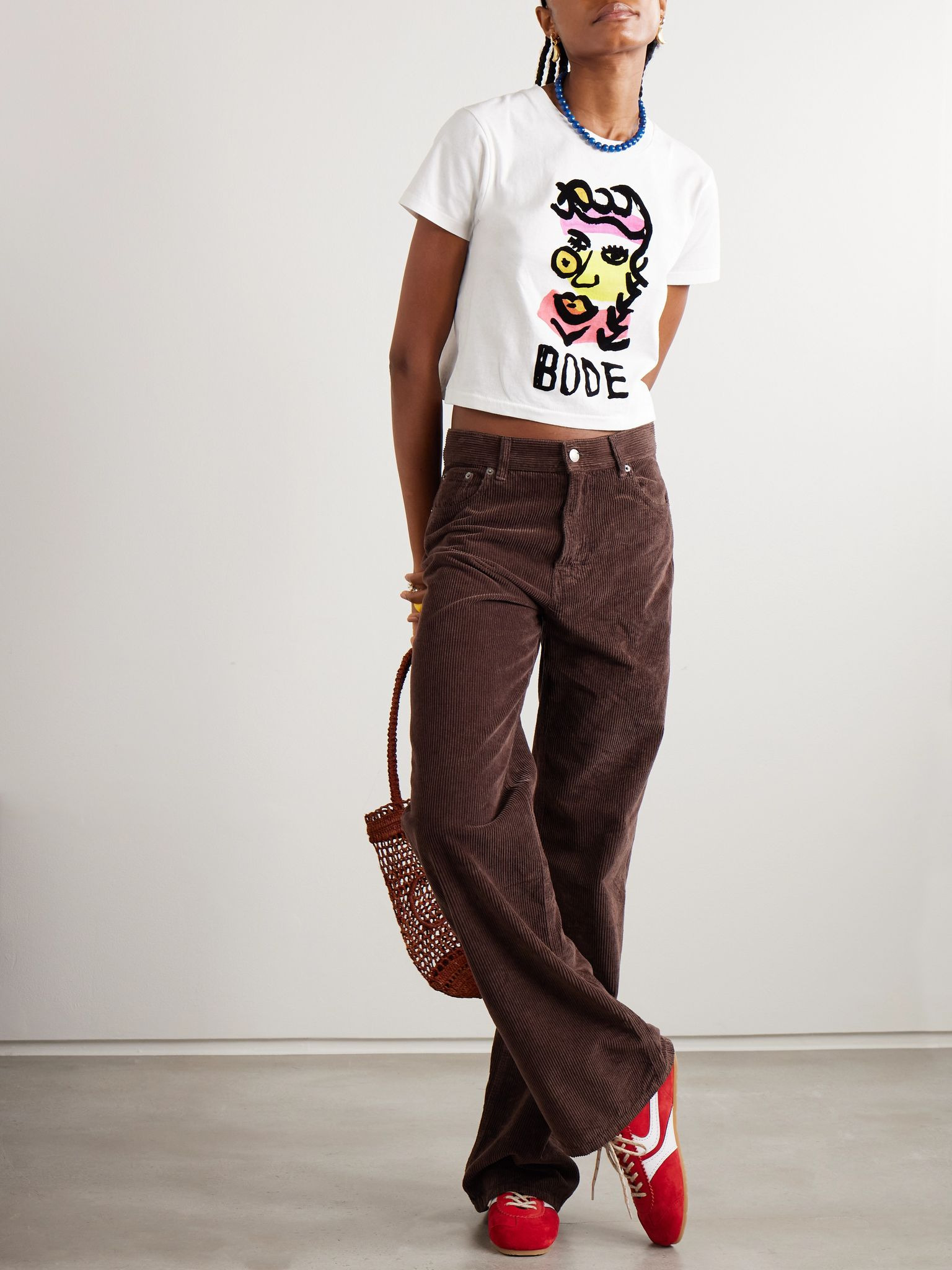 Visage printed cotton-jersey T-shirt Cream - 2