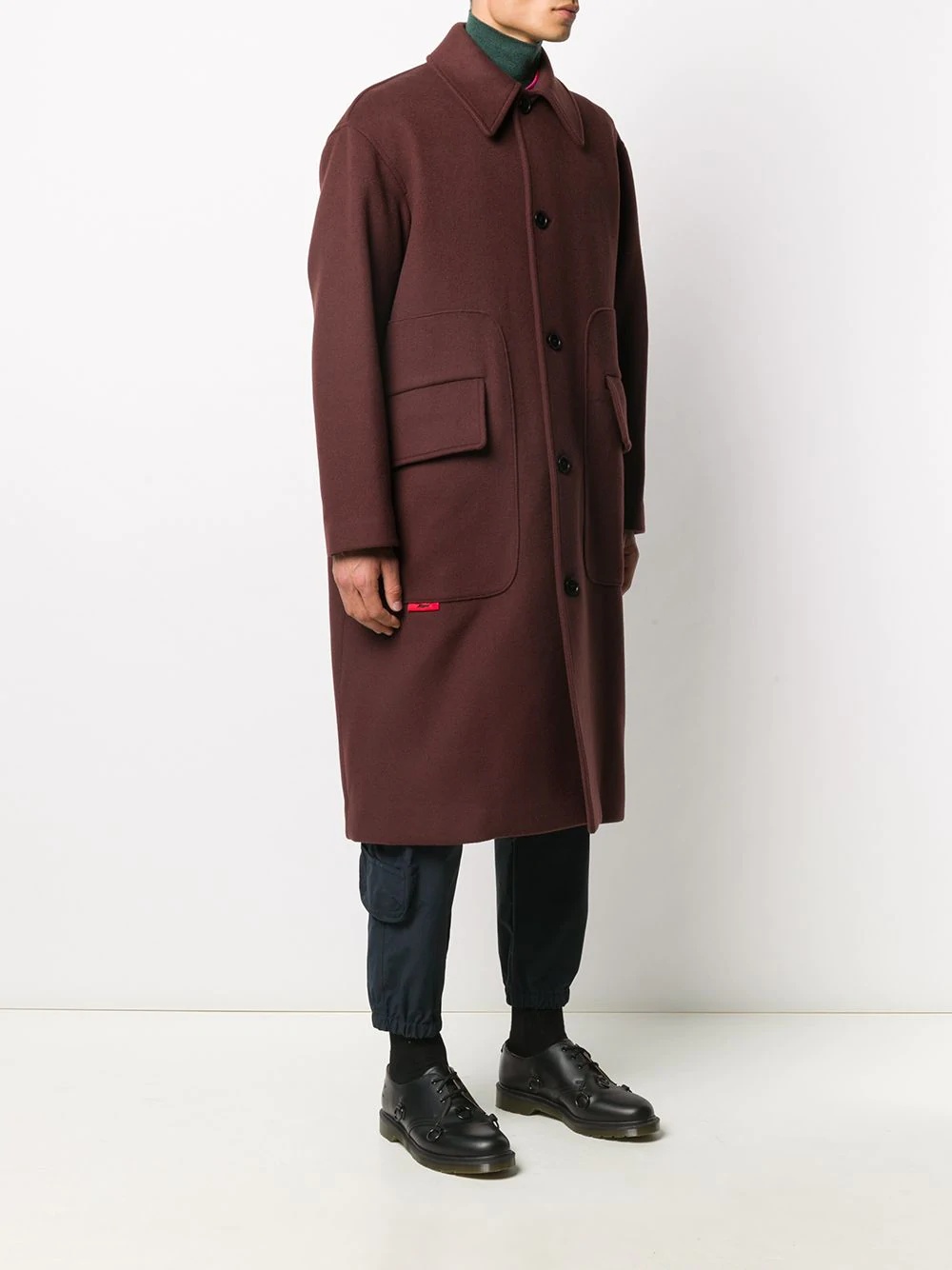 virgin wool mid-length coat - 3