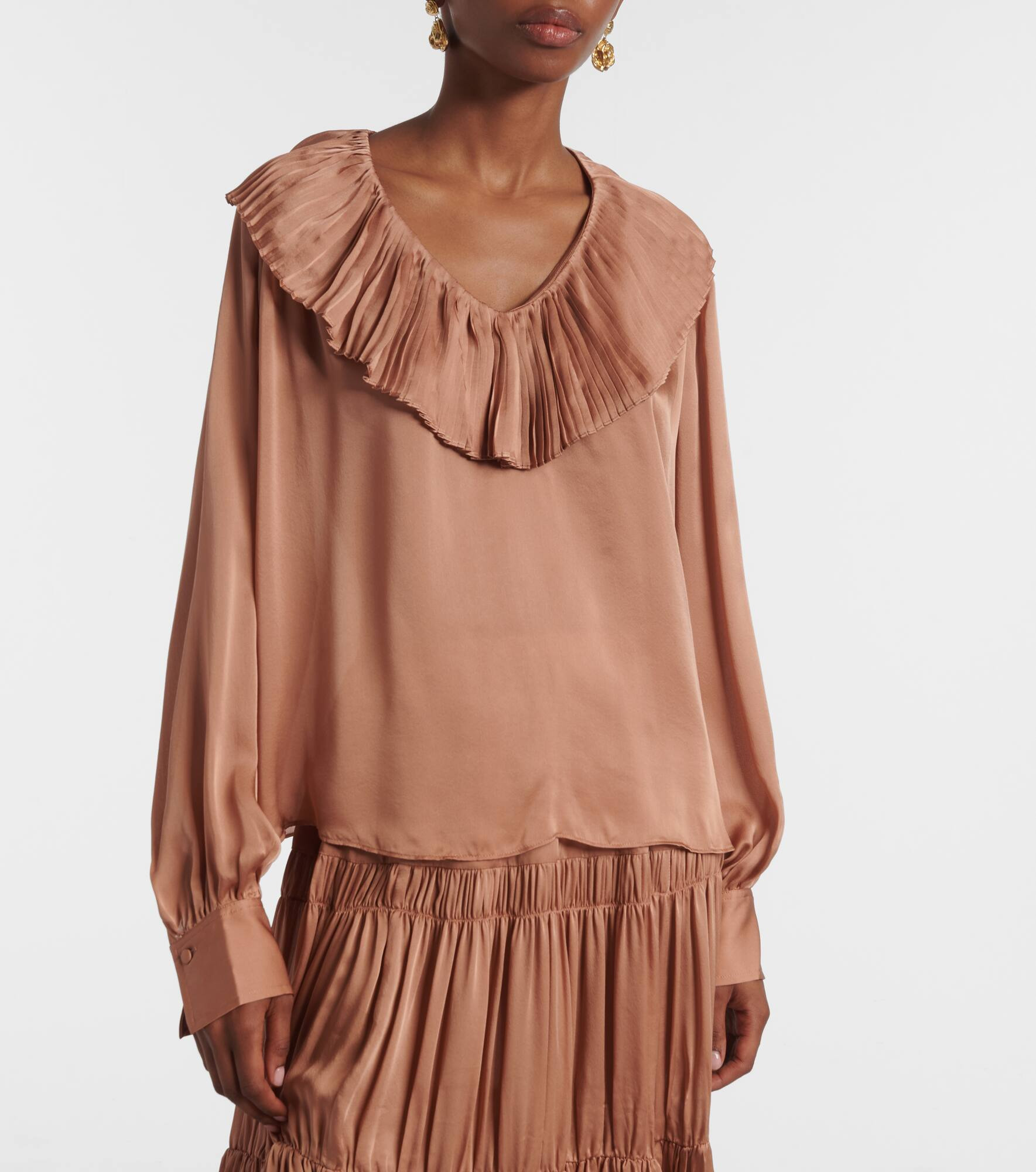 Liese pleated silk satin blouse - 5