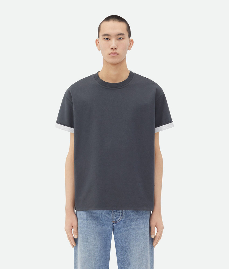 Double Layer Cotton Check T-Shirt 1