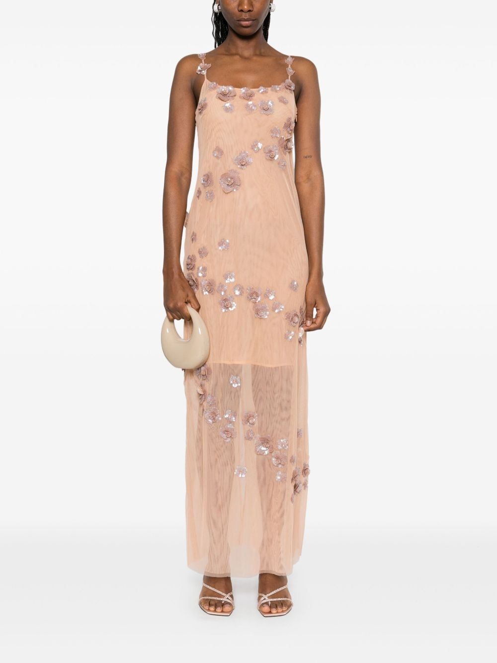 sequin-embellished tulle maxi dress - 2