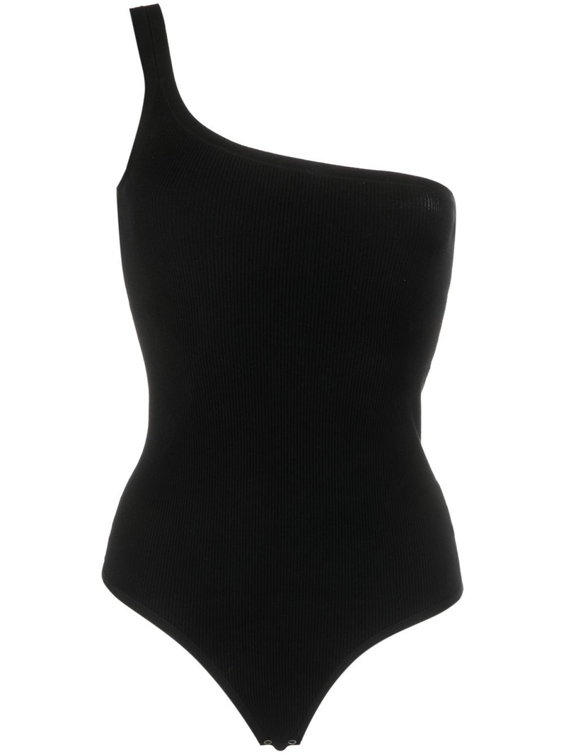 one-shoulder ribbed-knit bodysuit 1