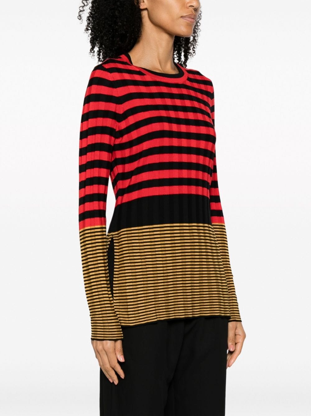 ribbed-knit striped jumper - 3