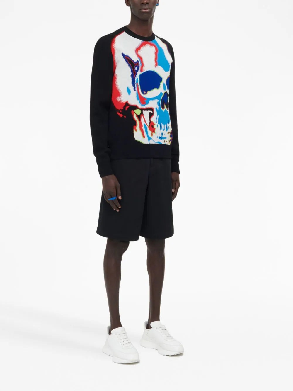 SKULL GRAFFITI INTARSIA-KNIT SWEATER - 3