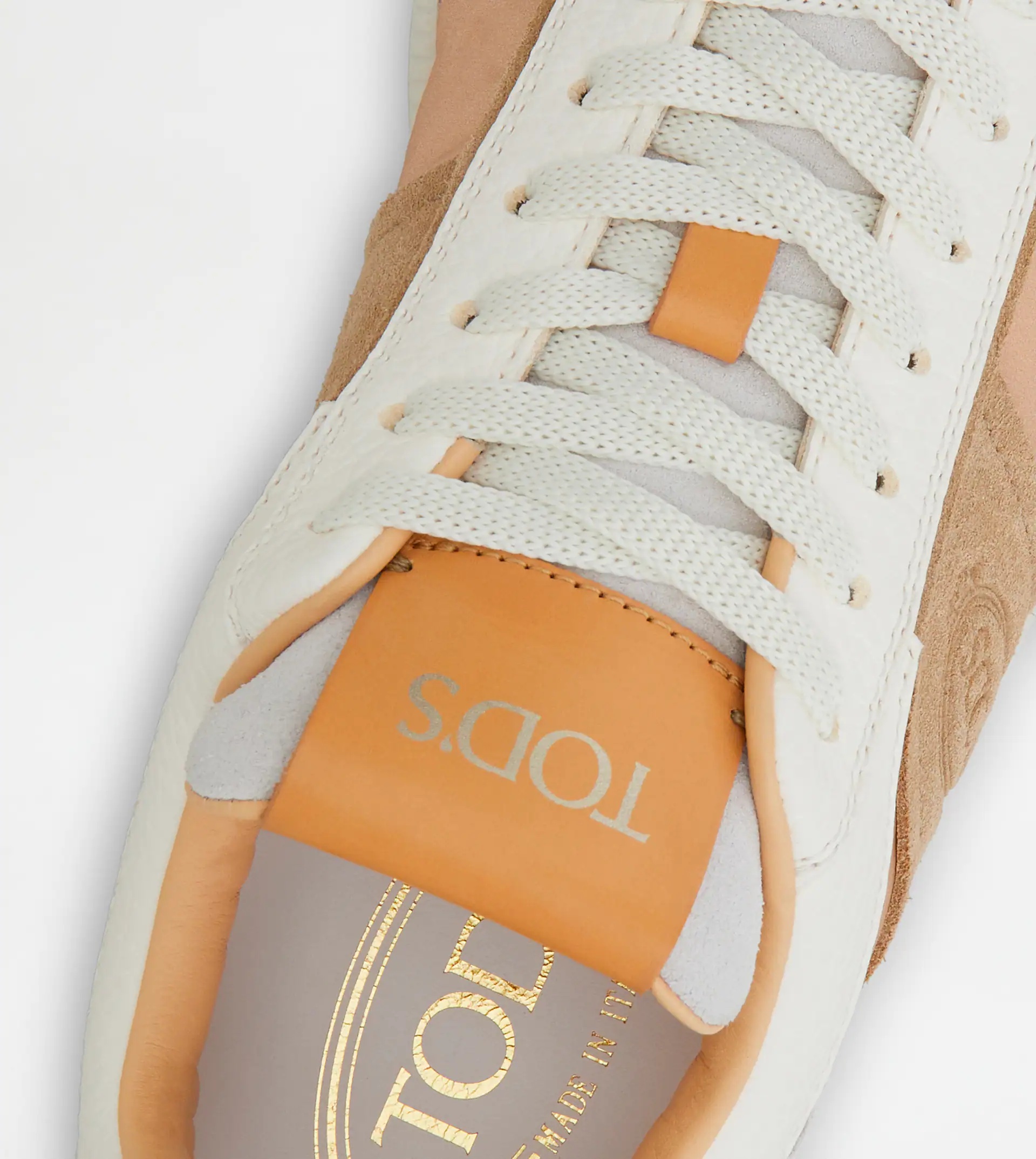 TOD'S TABS SNEAKERS IN SUEDE AND HIGH-TECH FABRIC - BEIGE, WHITE - 8