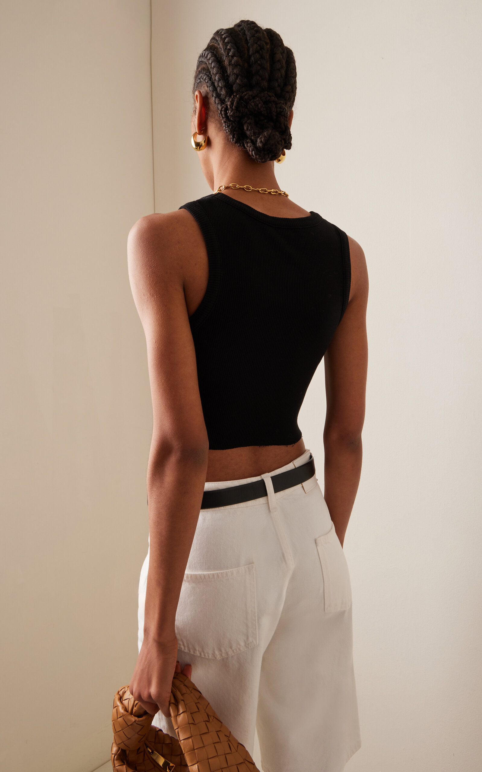 Poppy Cotton-Blend Cropped Tank Top black - 4