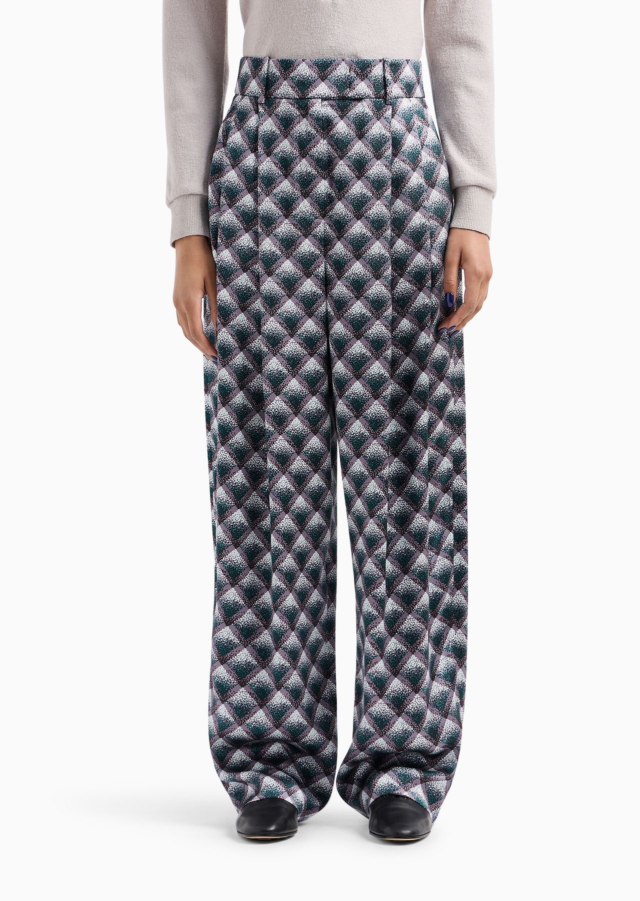 Gradient printed silk faille trousers - 2
