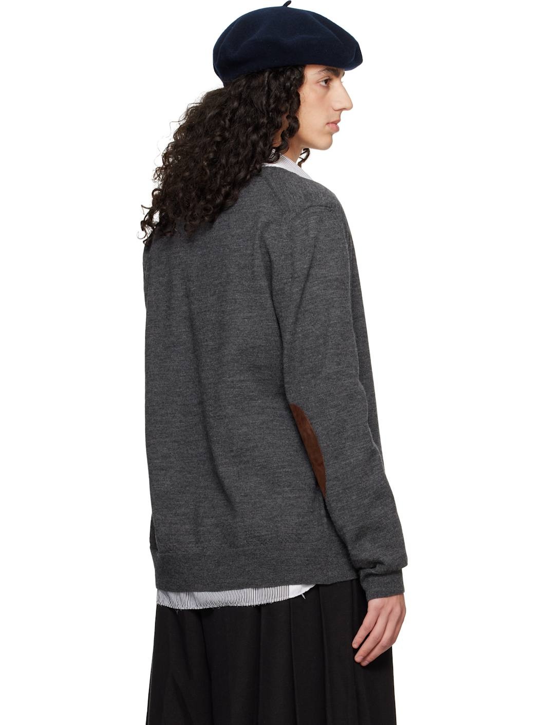 Gray Elbow Patch Cardigan - 3
