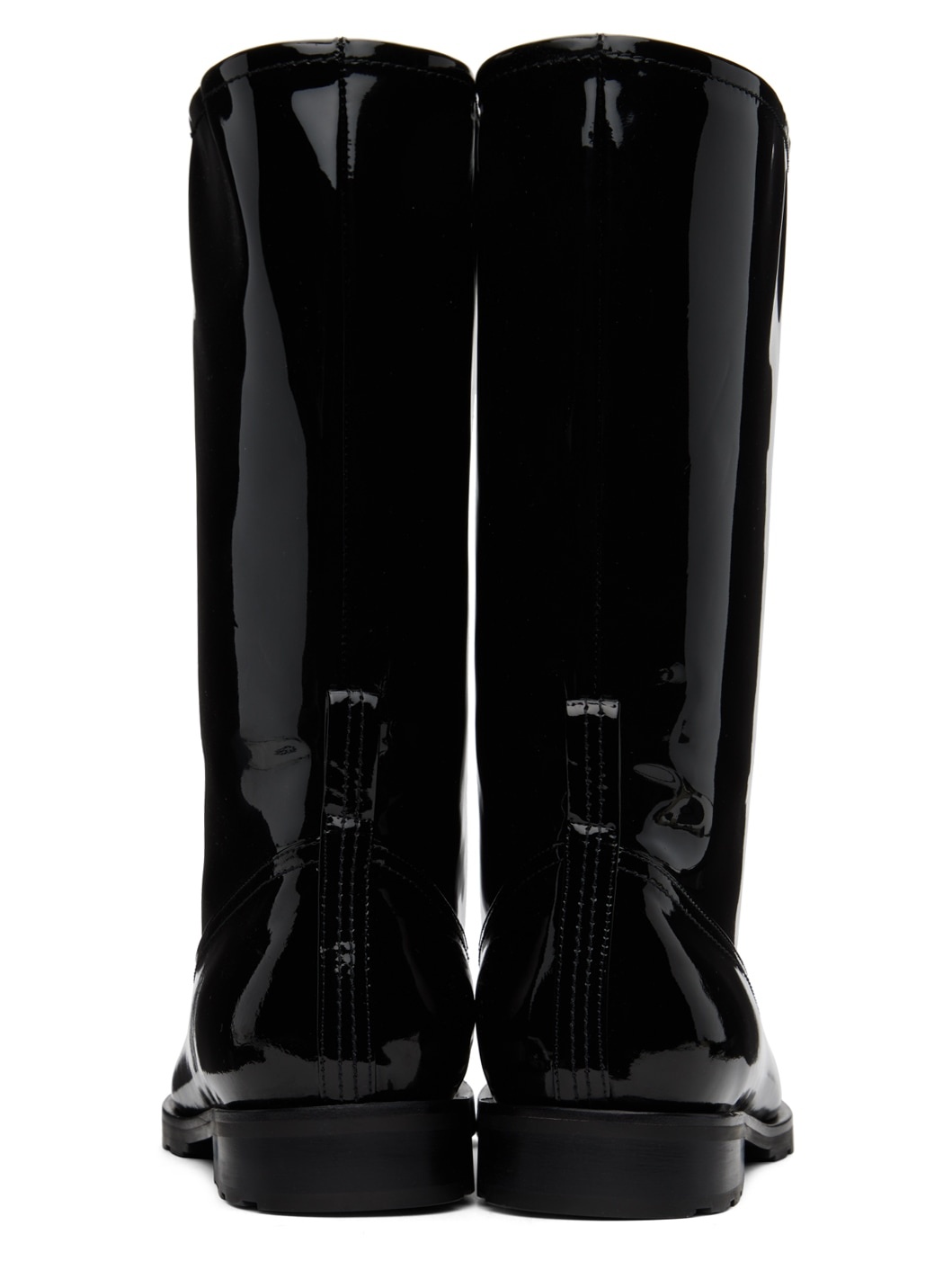 Black Enamel Combat Boots - 2