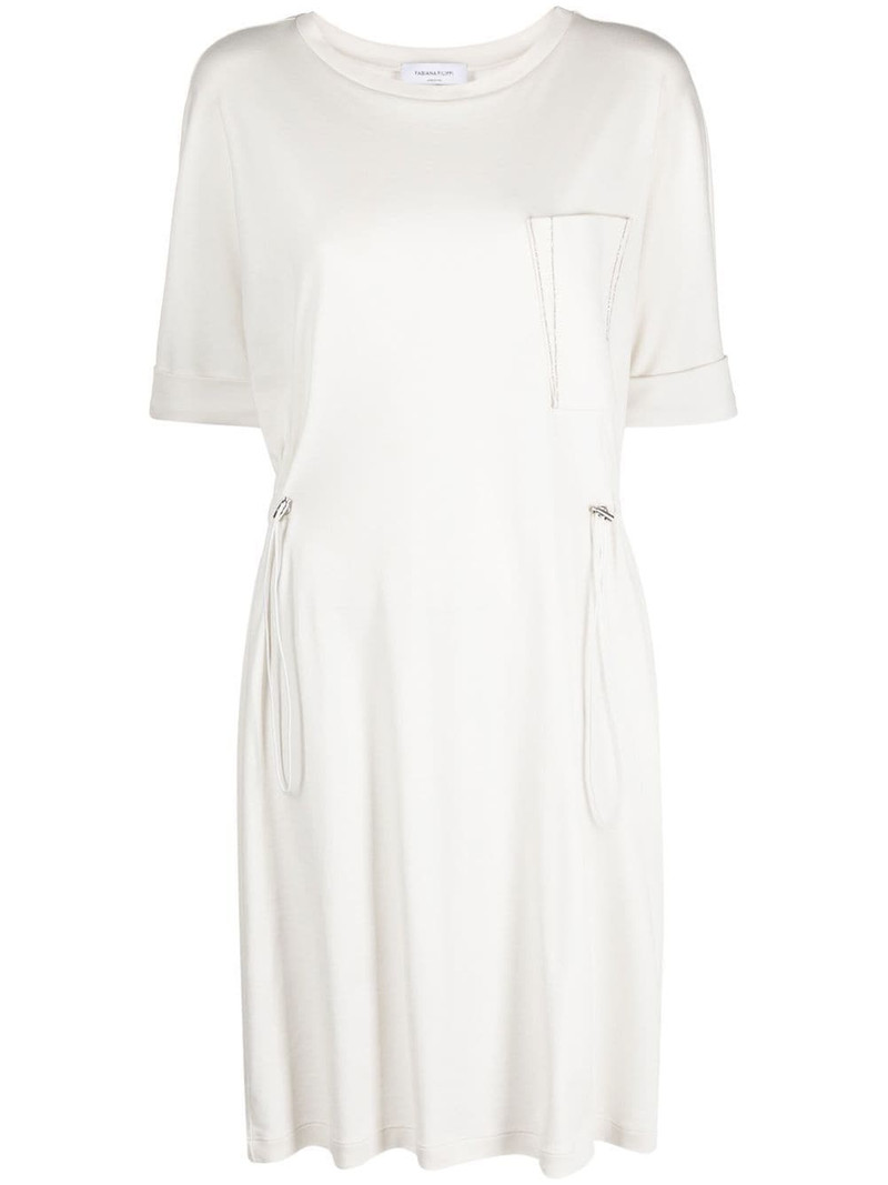 drawstring-waist cotton T-shirt dress 1