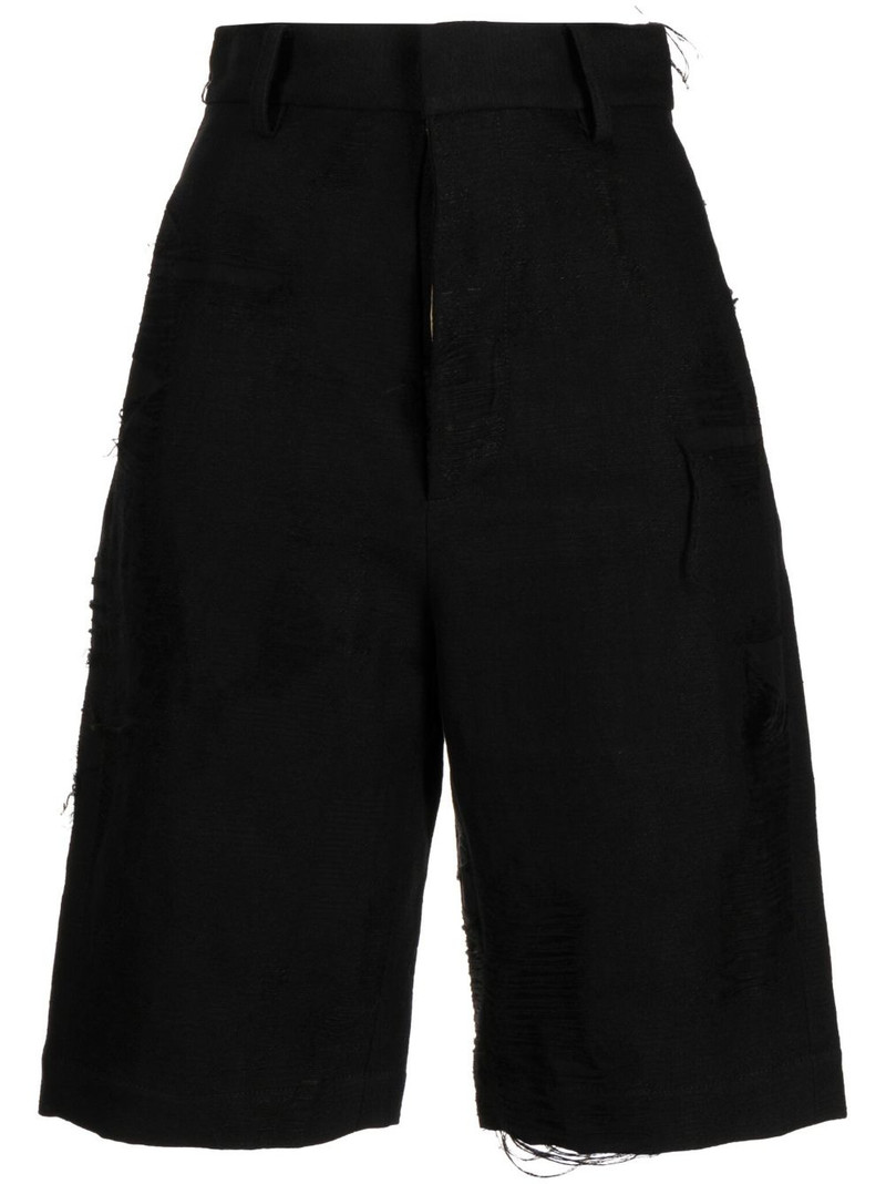 distressed-finish knee-length shorts 1