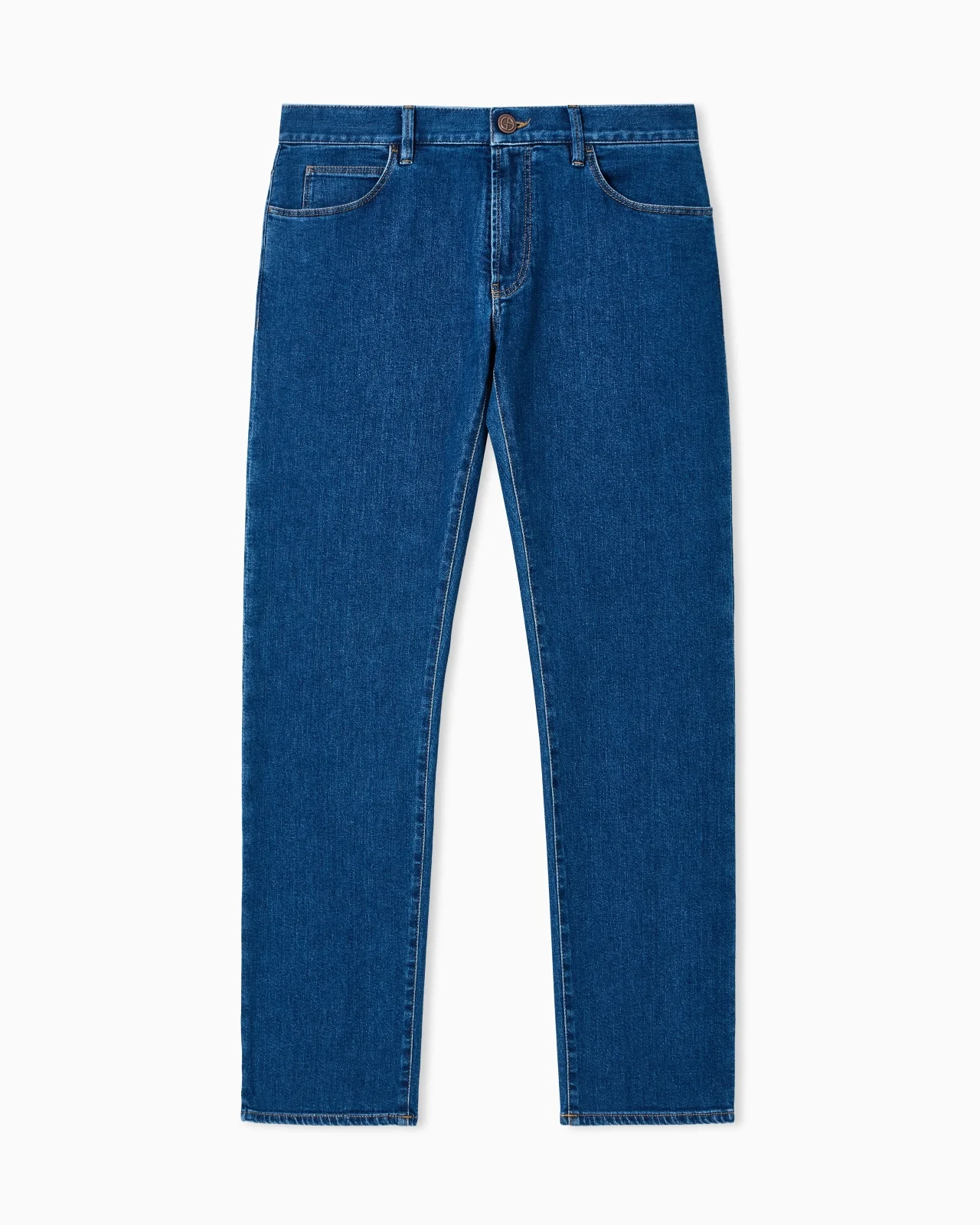 Five-pocket, regular-fit, stretch-cotton denim trousers - 1