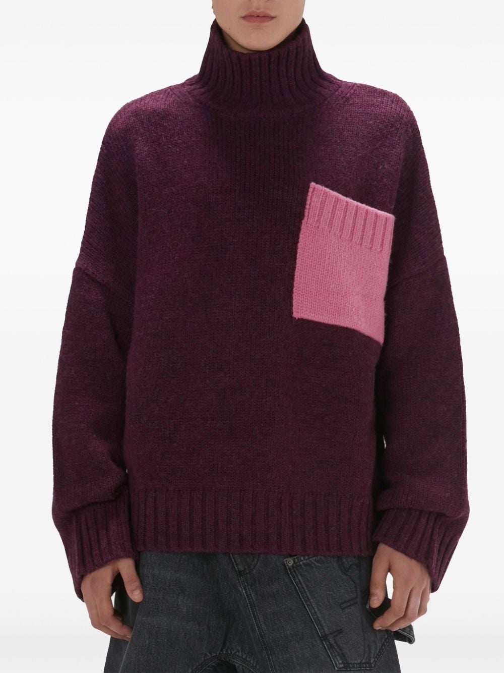 high-neck drop-shoulder jumper - 3