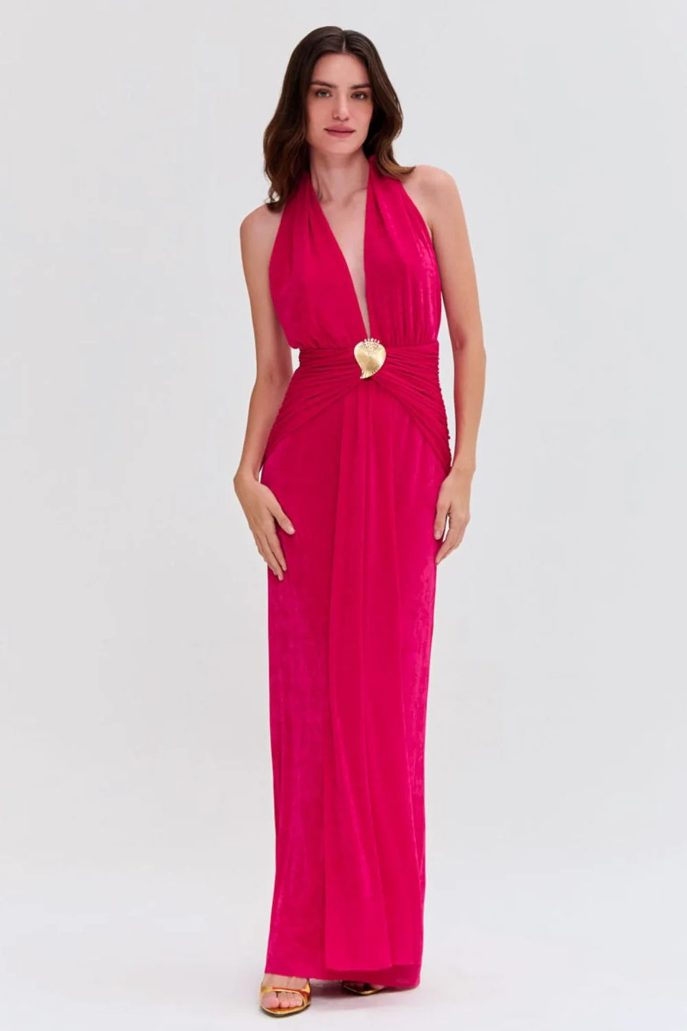 RADIANT JERSEY HALTERNECK GOWN - 1