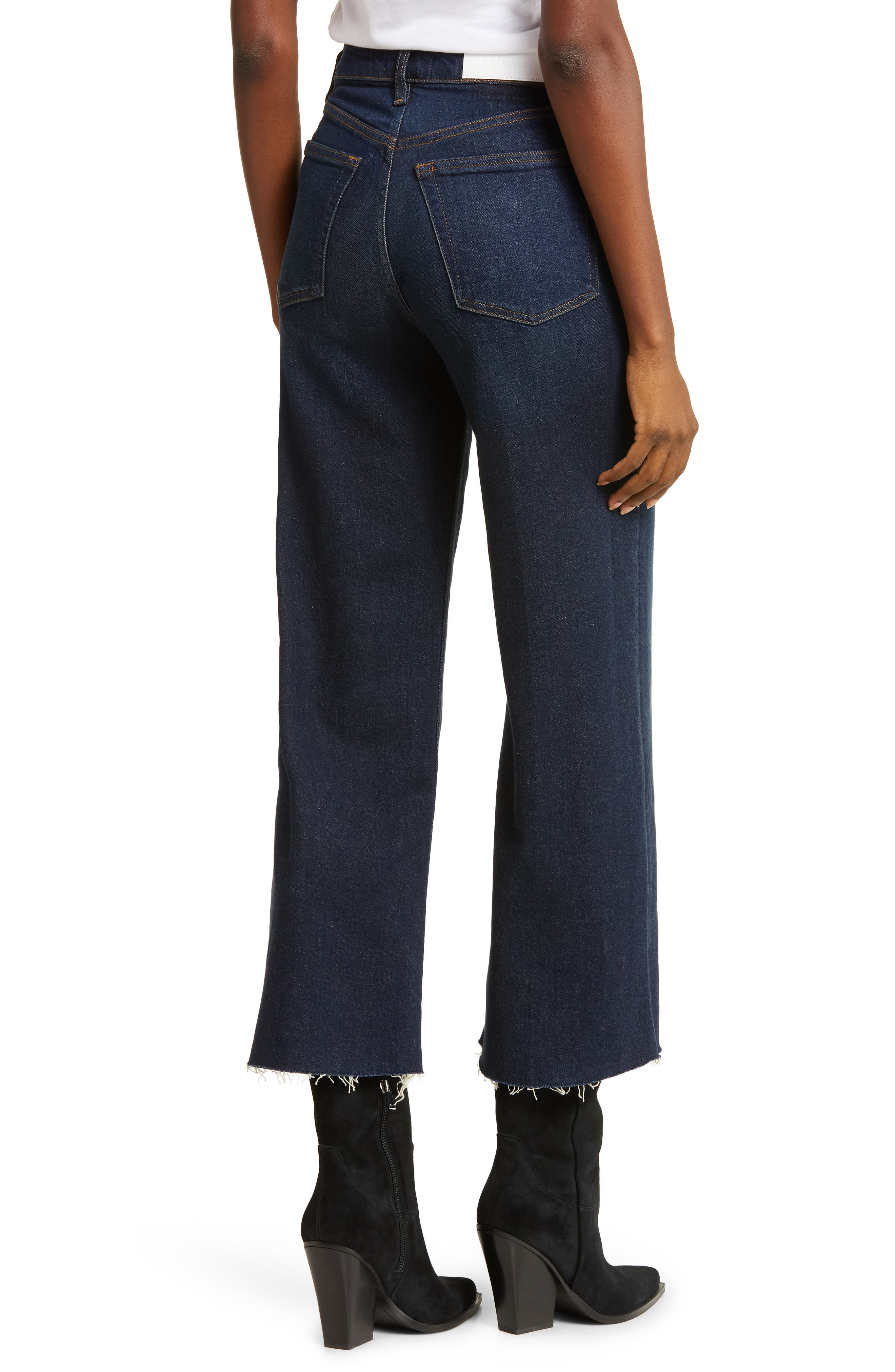 High Waist Crop Wide Leg Jeans - 2